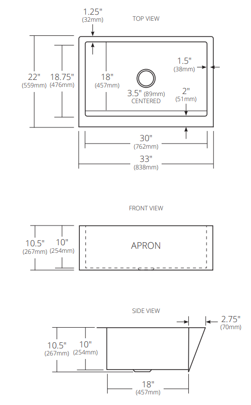 Native Trails Zuma 33" Nickel Farmhouse Sink, Brushed Nickel, CPK590
