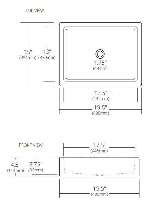 Alternate Image for Native Trails Nipomo 20" Rectangle NativeStone Concrete Farmhouse Bathroom Sink, Ash, NSL1915-A