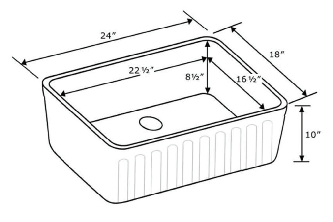 Alternate Image for Whitehaus 24" Fireclay Single Bowl Farmhouse Apron Sink, Reversible, Biscuit, WHFLCON2418