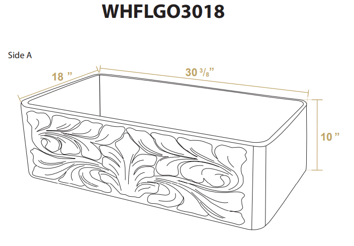 Alternate Image for Whitehaus 30" Fireclay Farmhouse Sink, Single Bowl, White, WHFLGO3018