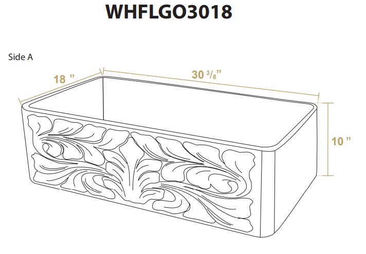 Alternate Image for Whitehaus 30" Fireclay Farmhouse Sink, Single Bowl, Black, WHFLGO3018