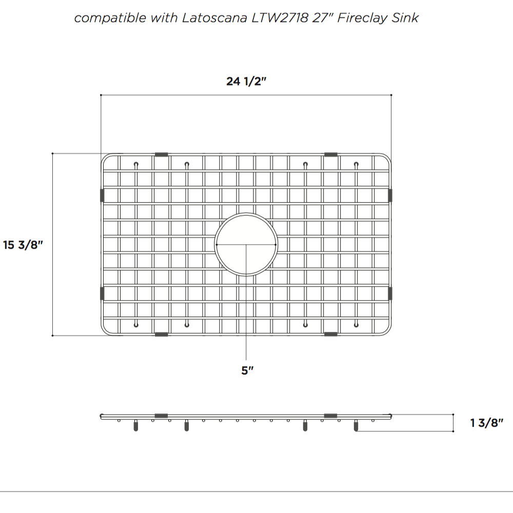 Latoscana Stainless Steel Grid for 27" Fireclay Farmhouse Apron Sink SSG-LTW2718 - The Sink Boutique