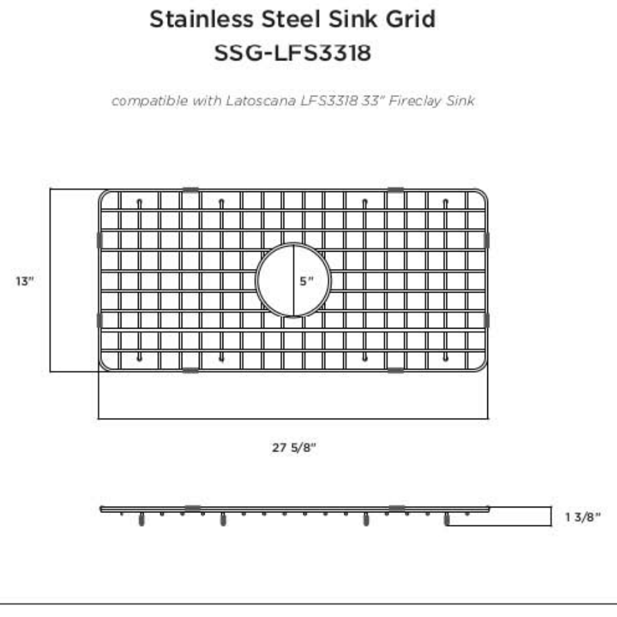 Alternate Image for Latoscana Stainless Steel Grid for 33" Fireclay Farmhouse Apron Sink SSG-LFS3318