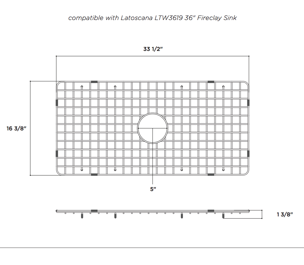 Alternate Image for Latoscana Stainless Steel Grid for 36" Fireclay Farmhouse Apron Sink SSG-LTW3619