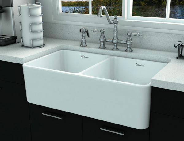 Whitehaus 33 Fireclay Double Bowl Farmhouse Apron Sink White Whflpl