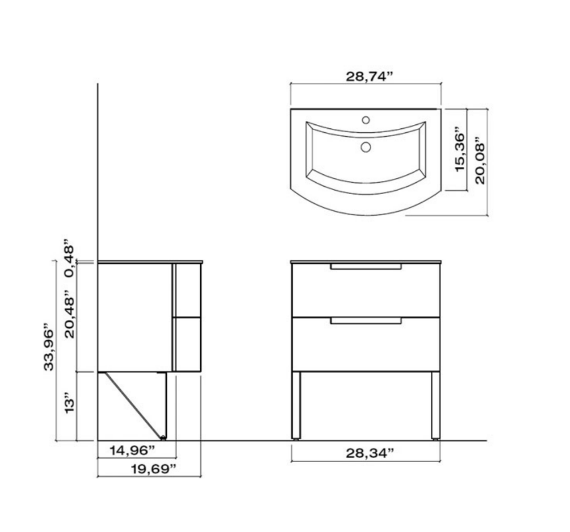 Alternate Image for Latoscana 29" Modern Bathroom Vanity, Oasi Series, OA29OPT1