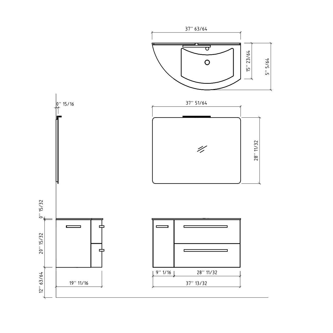 Alternate Image for Latoscana 38" Modern Bathroom Vanity Right Side Corner, Ameno Series, AM38OPT2