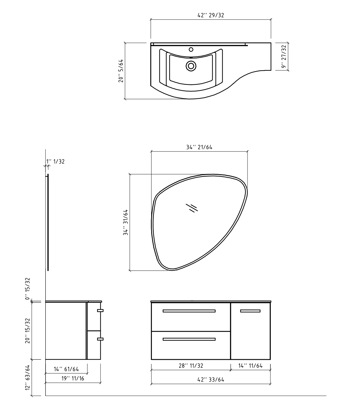 Alternate Image for Latoscana 43" Modern Bathroom Vanity, Right Side Cabinet, Ameno Series, AM43OPT1