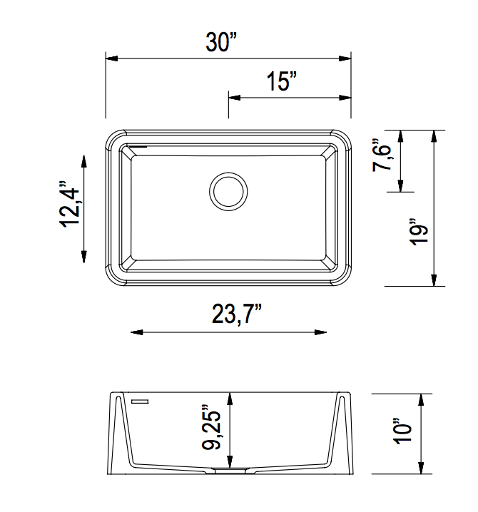 Alternate Image for LaToscana 30" Farmhouse Sink, Composite Granite, White, Marmorin Series, LA3019W