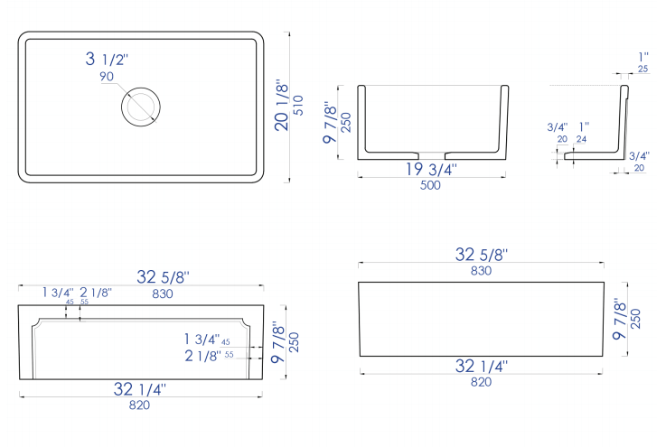 Alternate Image for ALFI 33" Single Bowl Fireclay Farmhouse Apron Sink, Biscuit, AB3320SB-B