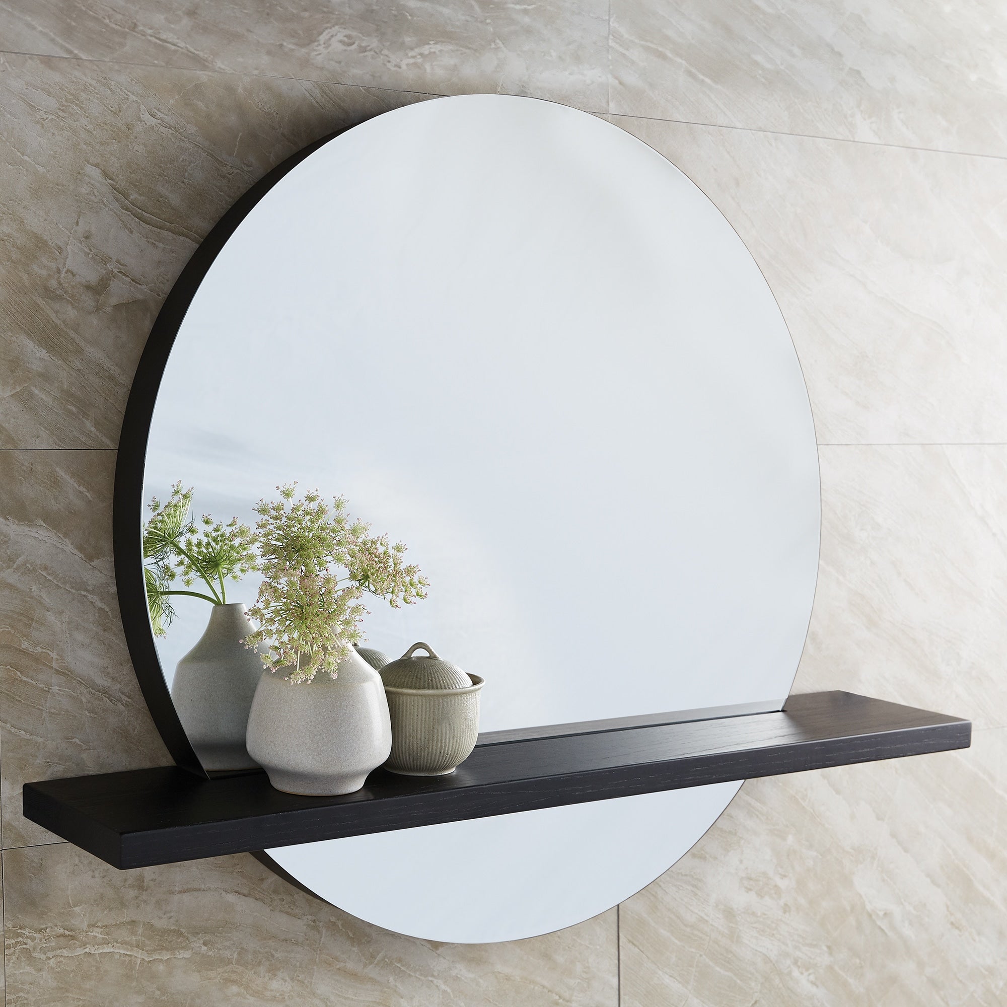 Native Trails Solace 28" Mirror and Shelf in Midnight Oak, MRO288-MSO288