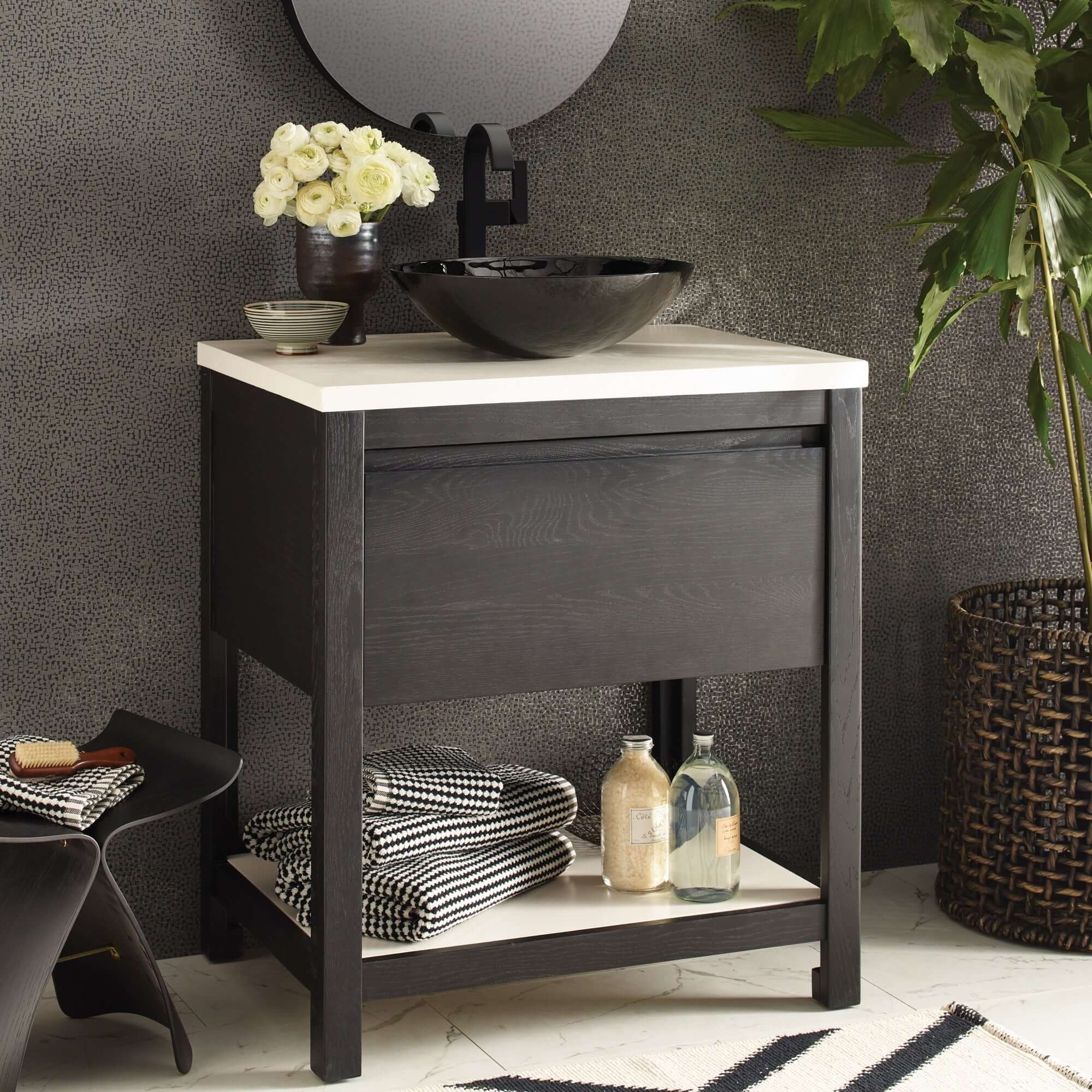 Alternate Image for Native Trails 30" Solace Freestanding Vanity Base in Midnight Oak with Pearl Shelf, VNO308-P
