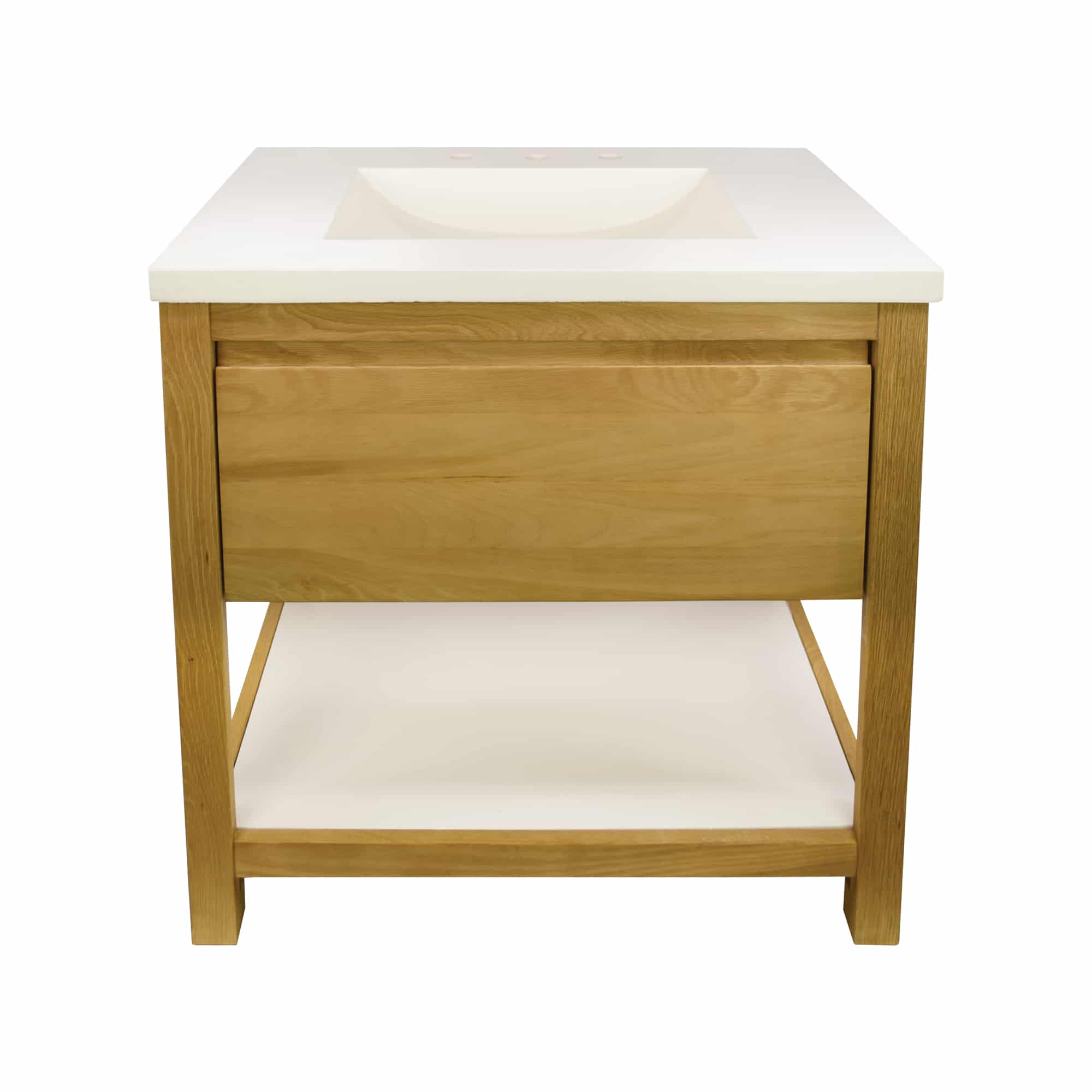 Native Trails 30" Solace Vanity Base in Sunrise Oak with Palomar Vanity Top and Sink, Pearl, VNO301-P-NSVNT30-P