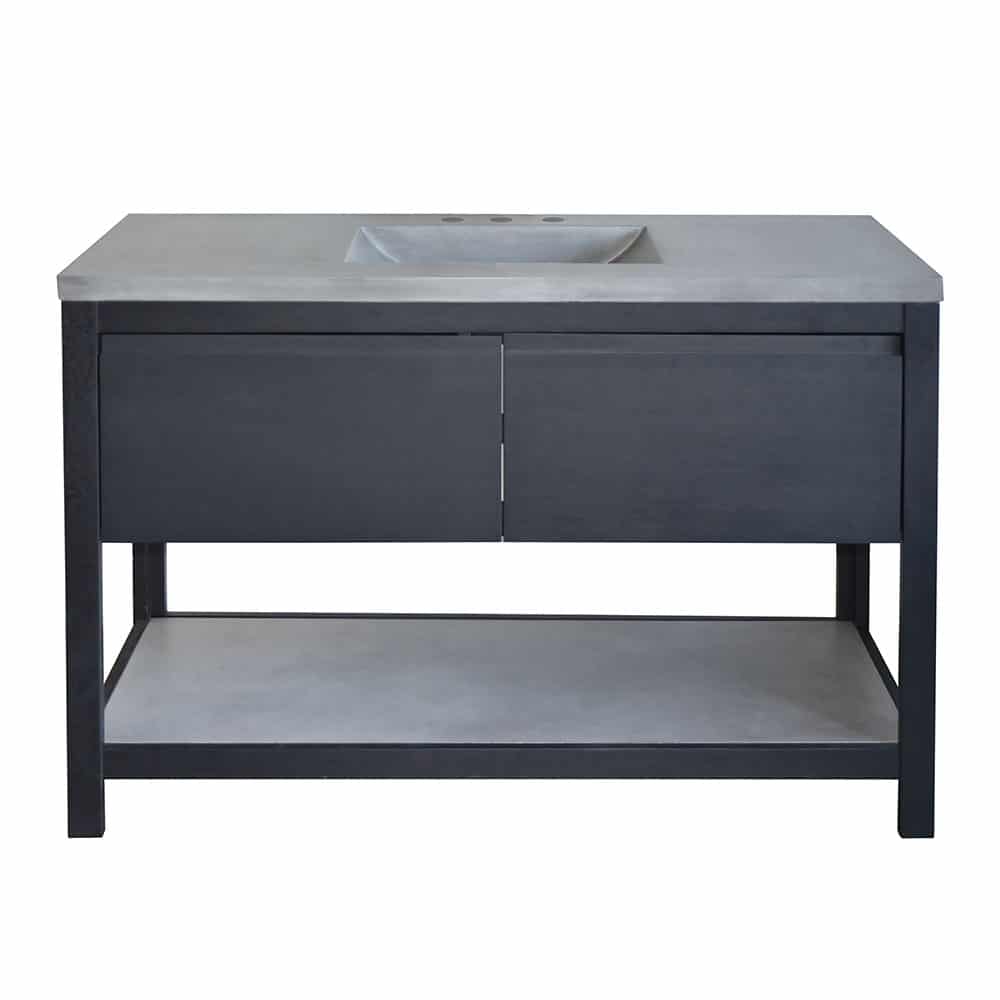Native Trails 48" Solace Vanity Base in Midnight Oak with Palomar Vanity Top and Sink, Ash, VNO488-A-NSVNT48-A