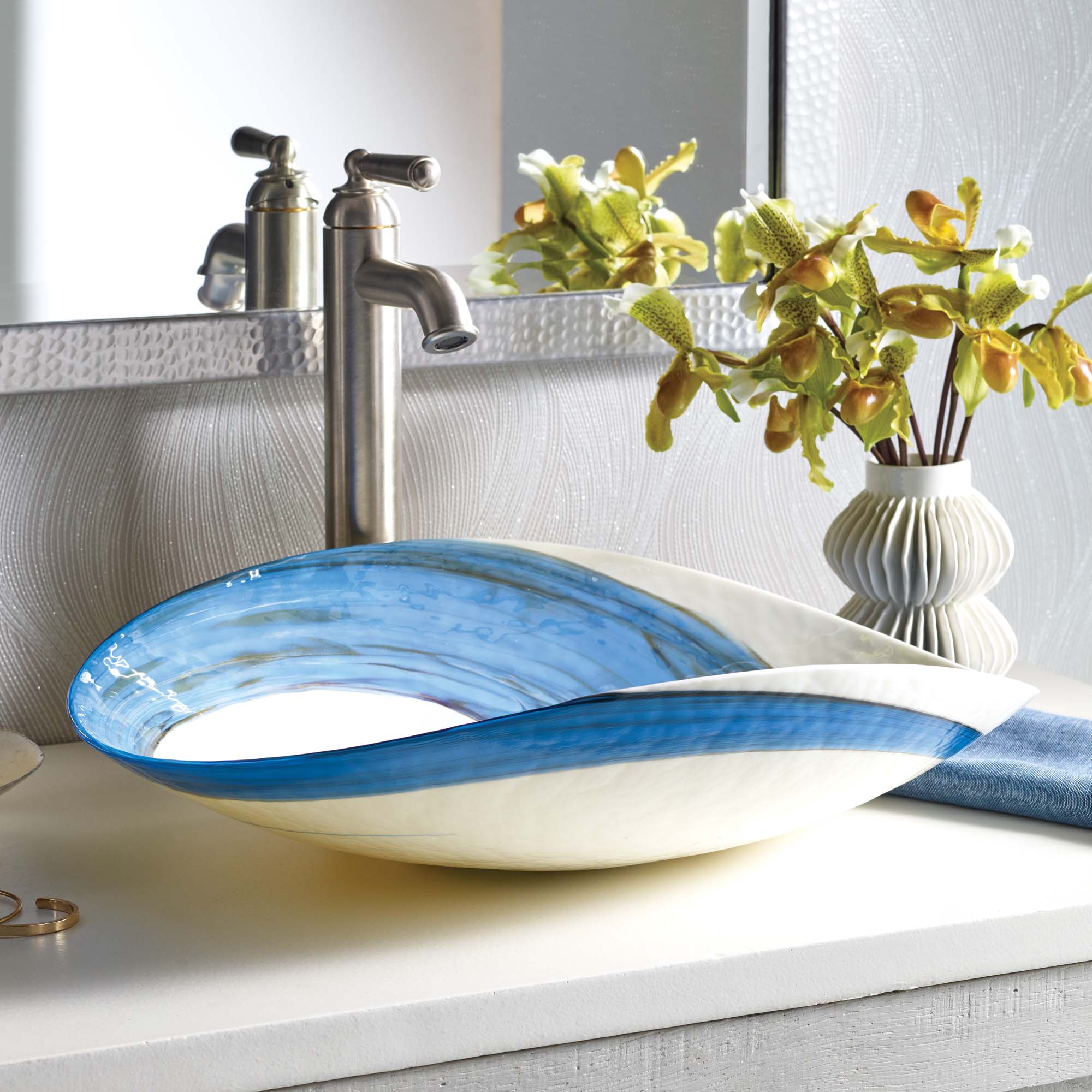 Alternate Image for Native Trails Murano 20" x 17" Asymmetrical Rounded Curve-Shaped Vessel Glass Bathroom Sink, Marina, MG2017-MA