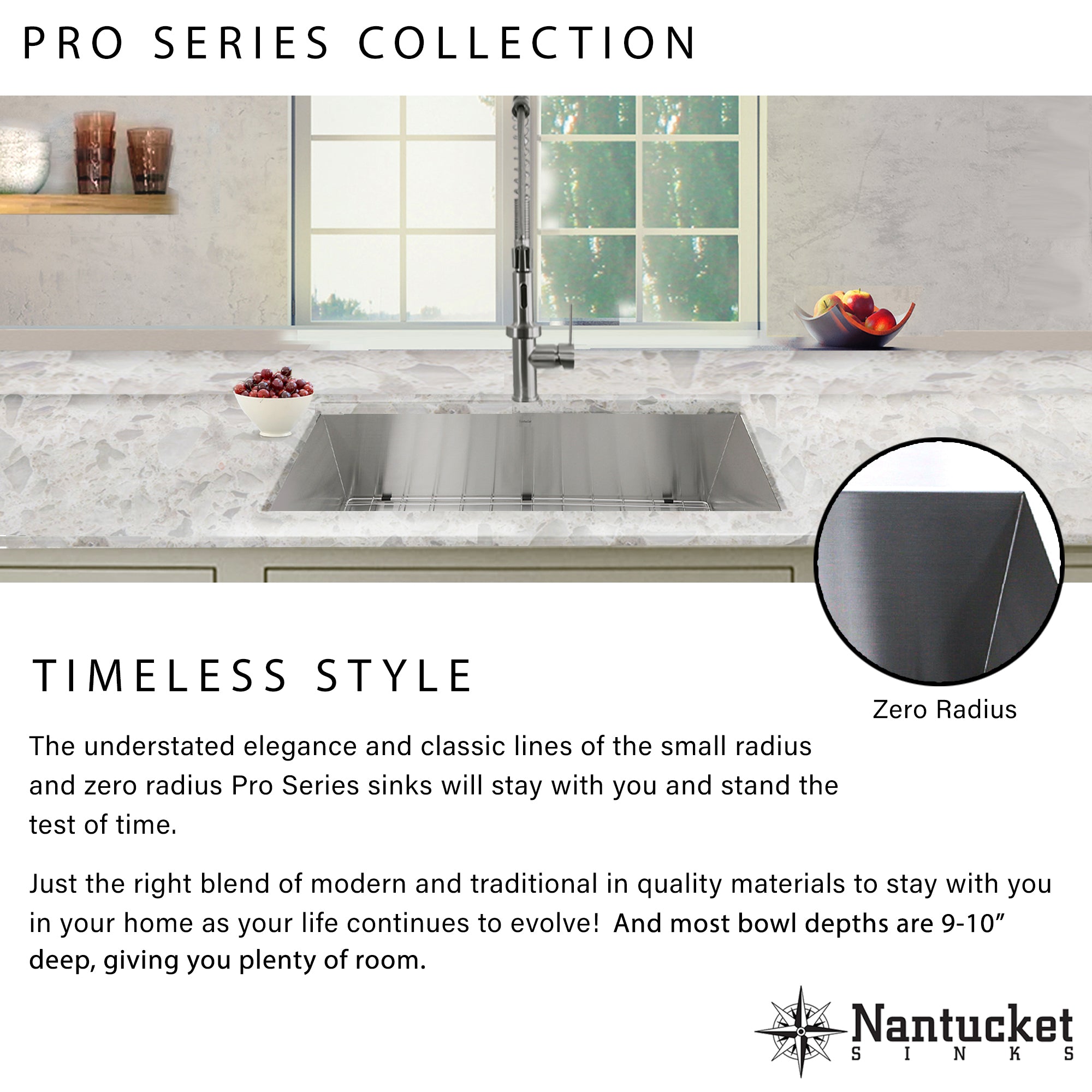 Alternate Image for Nantucket Sinks Pro Series 32" Stainless Steel Kitchen Sink, 16 Gauge, ZR3218-OSD