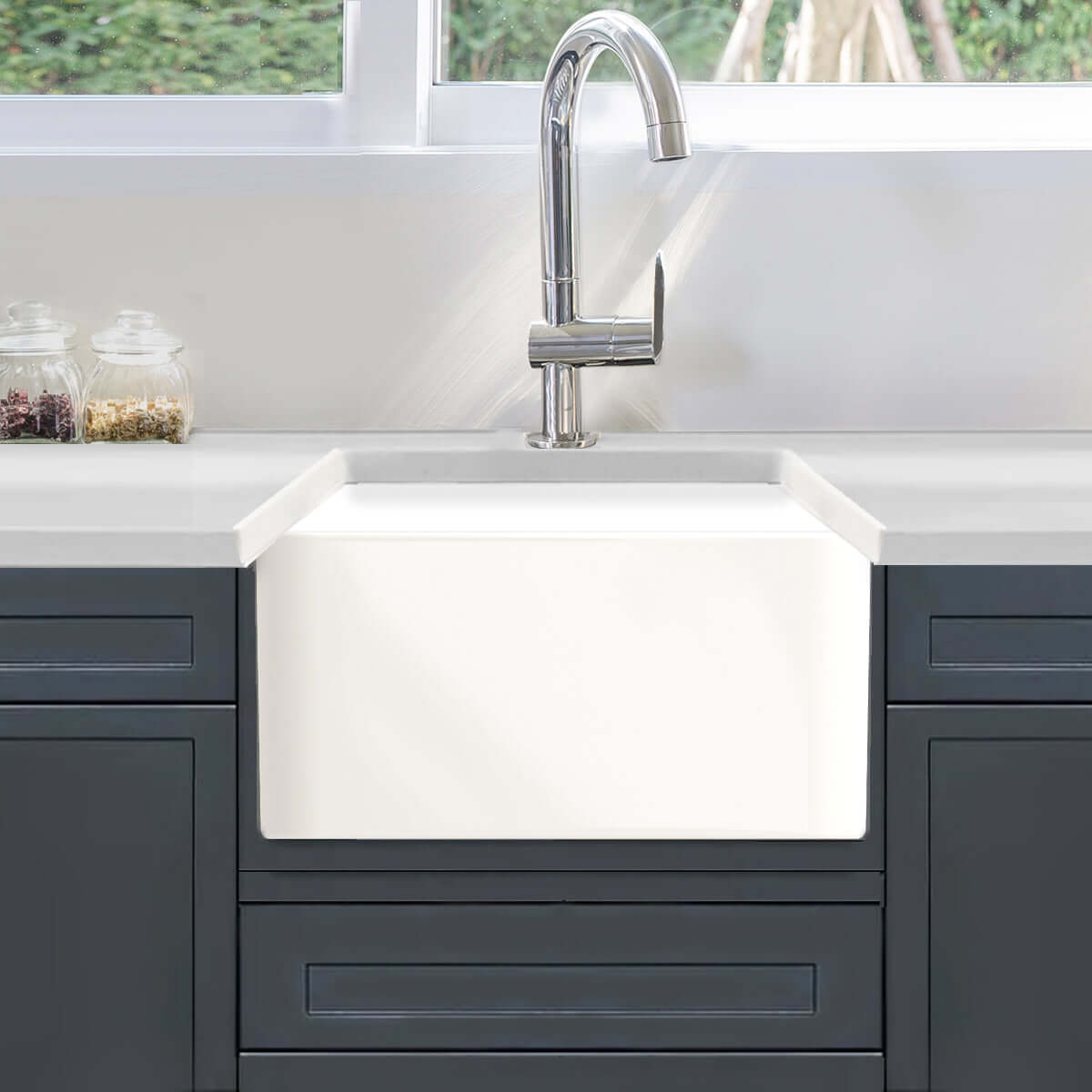 Alternate Image for Nantucket Sinks Cape 20" Fireclay Farmhouse Sink, White, T-FCFS20
