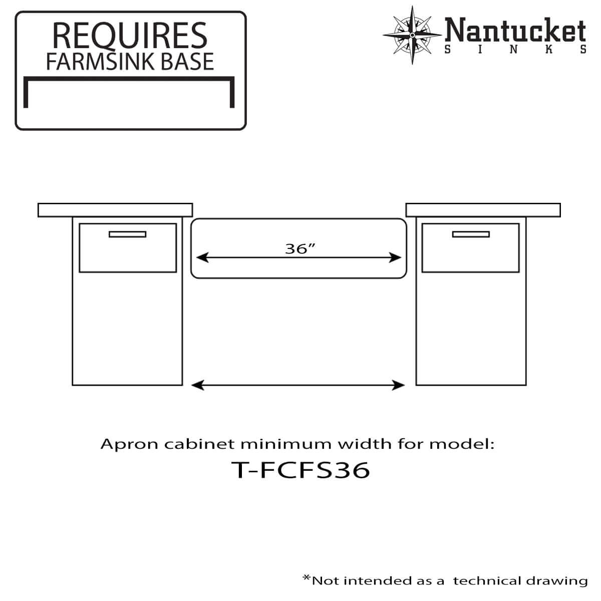 Alternate Image for Nantucket Sinks Cape 36" Fireclay Farmhouse Sink, White, T-FCFS36