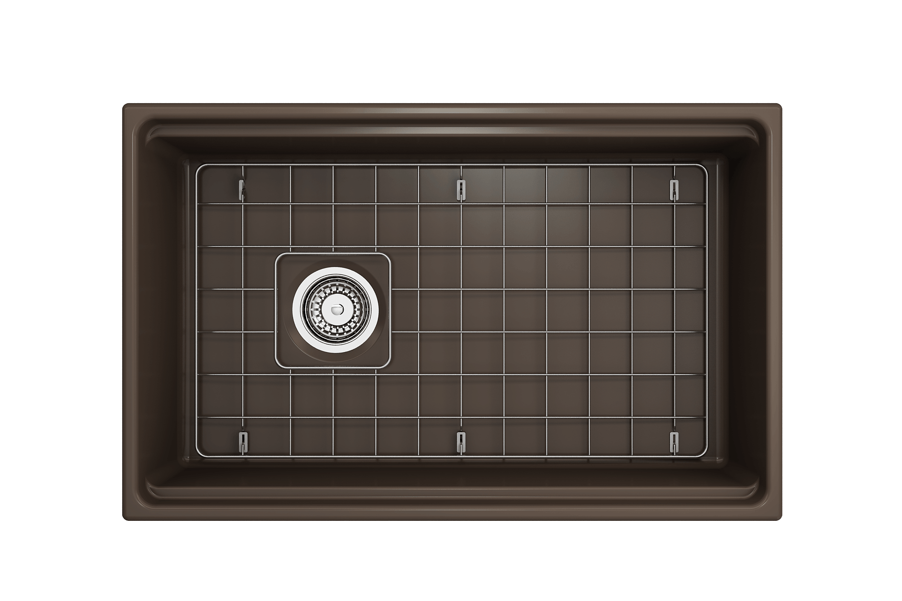 Alternate Image for BOCCHI Contempo 30" Fireclay Workstation Farmhouse Sink with Accessories, Matte Brown, 1344-025-0120