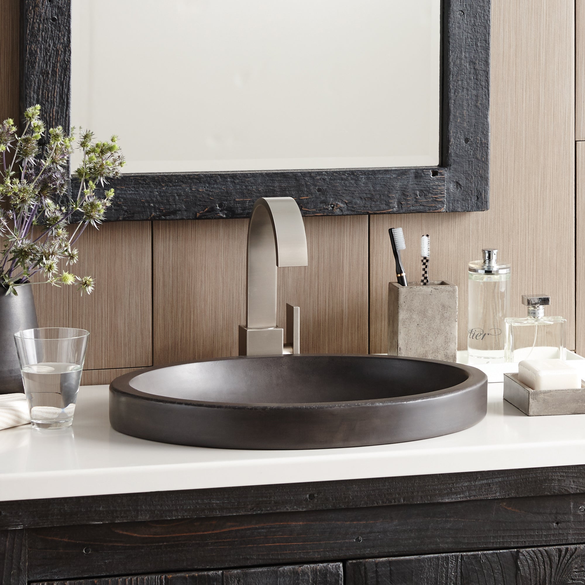 Alternate Image for Native Trails Tolosa 19" Oval NativeStone Concrete Bathroom Sink, Slate, NSL1916-S