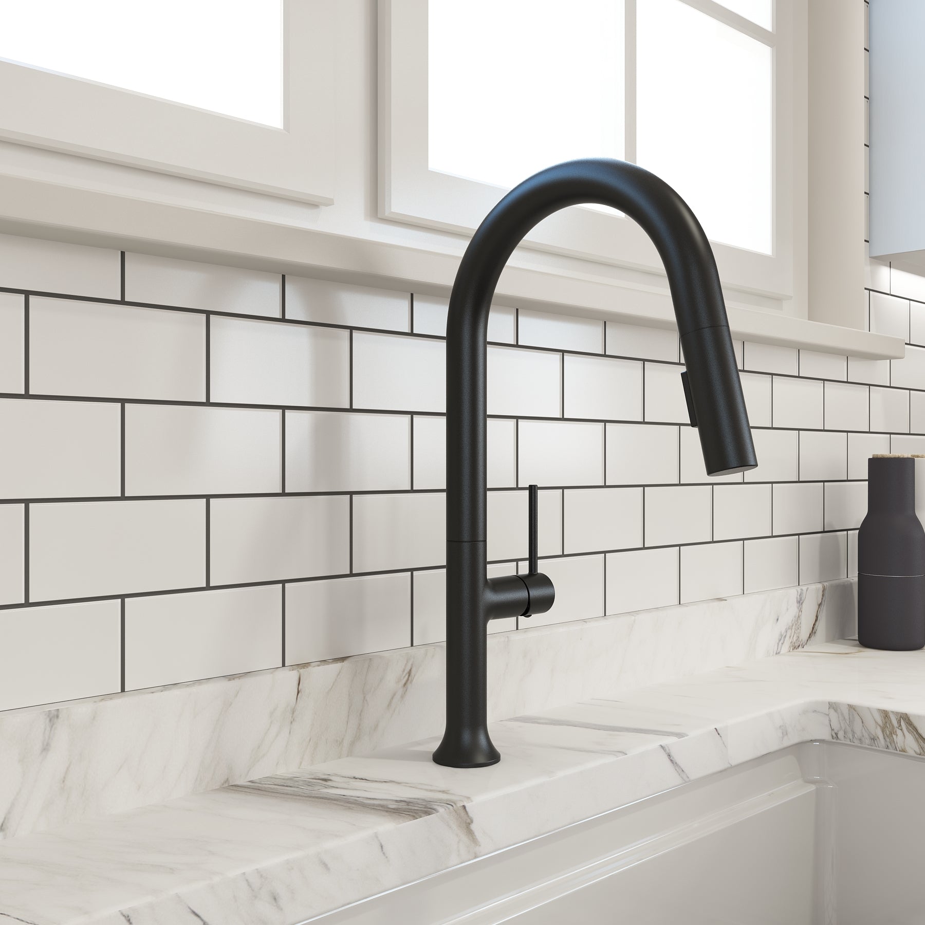 Alternate Image for BOCCHI Tronto 1.75 GPM Brass Kitchen Faucet, Modern, Matte Black, 2026 0001 MB