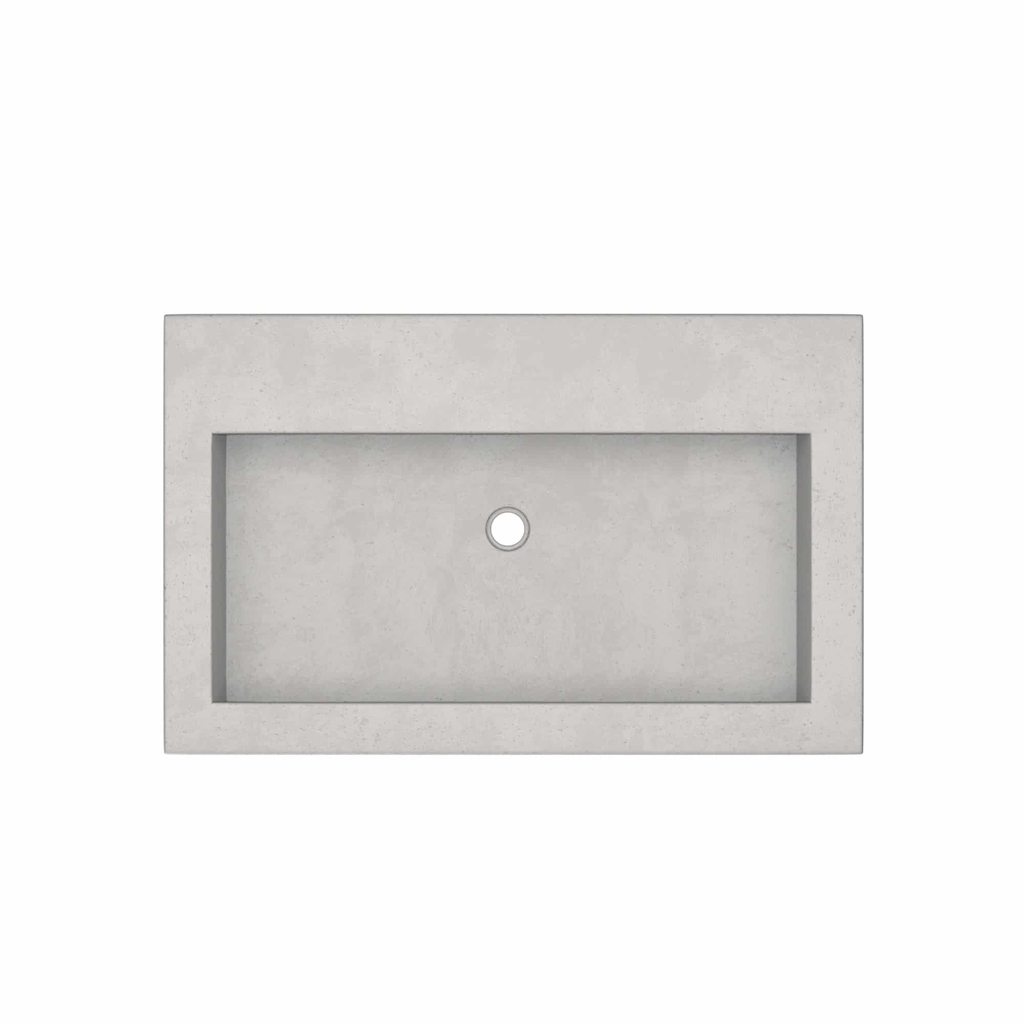 Alternate Image for Native Trails Trough 30" Rectangle NativeStone Concrete Bathroom Sink, No Faucet Hole, Ash, NSL3019-AX