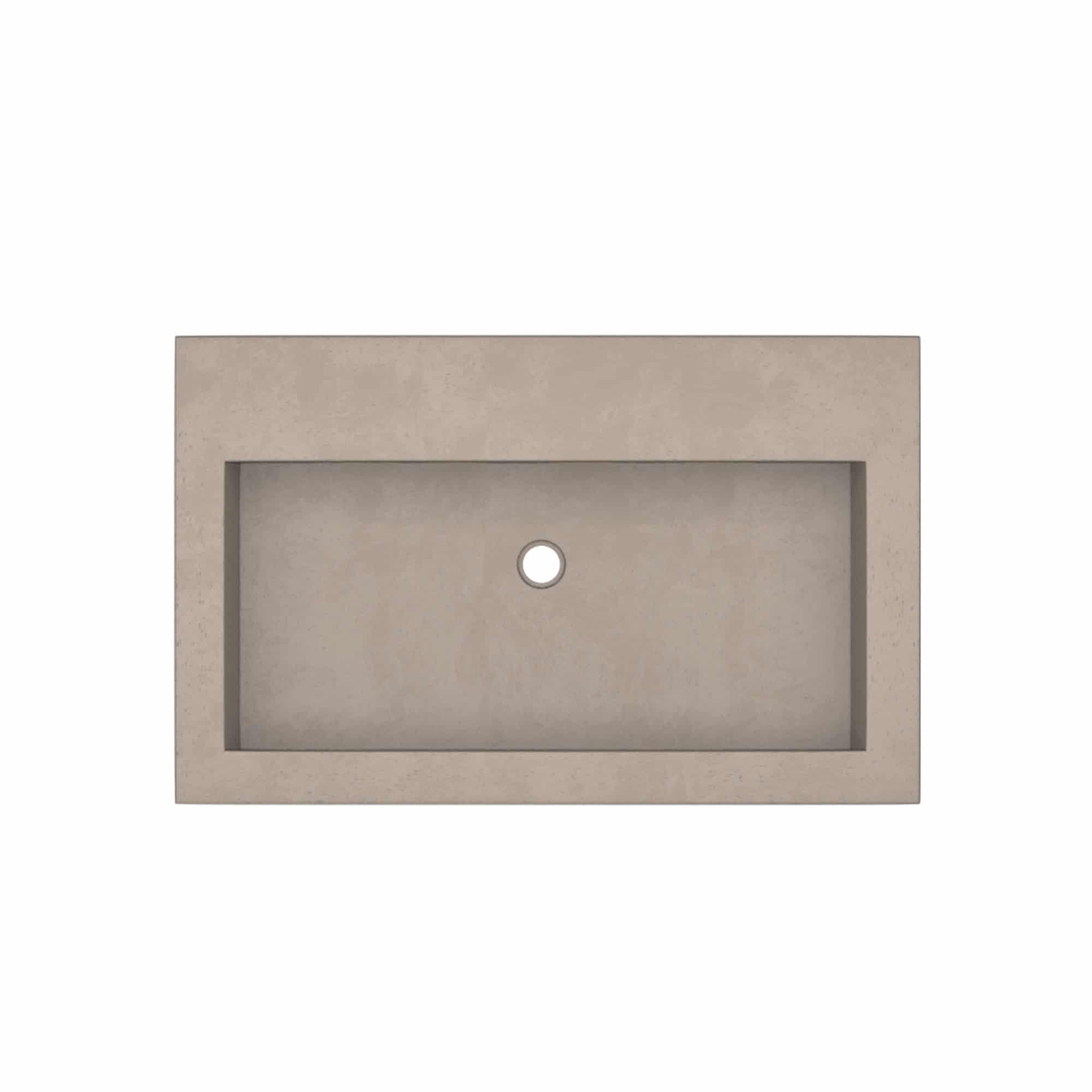 Native Trails Trough 30" Rectangle NativeStone Concrete Bathroom Sink, No Faucet Hole, Earth, NSL3019-EX