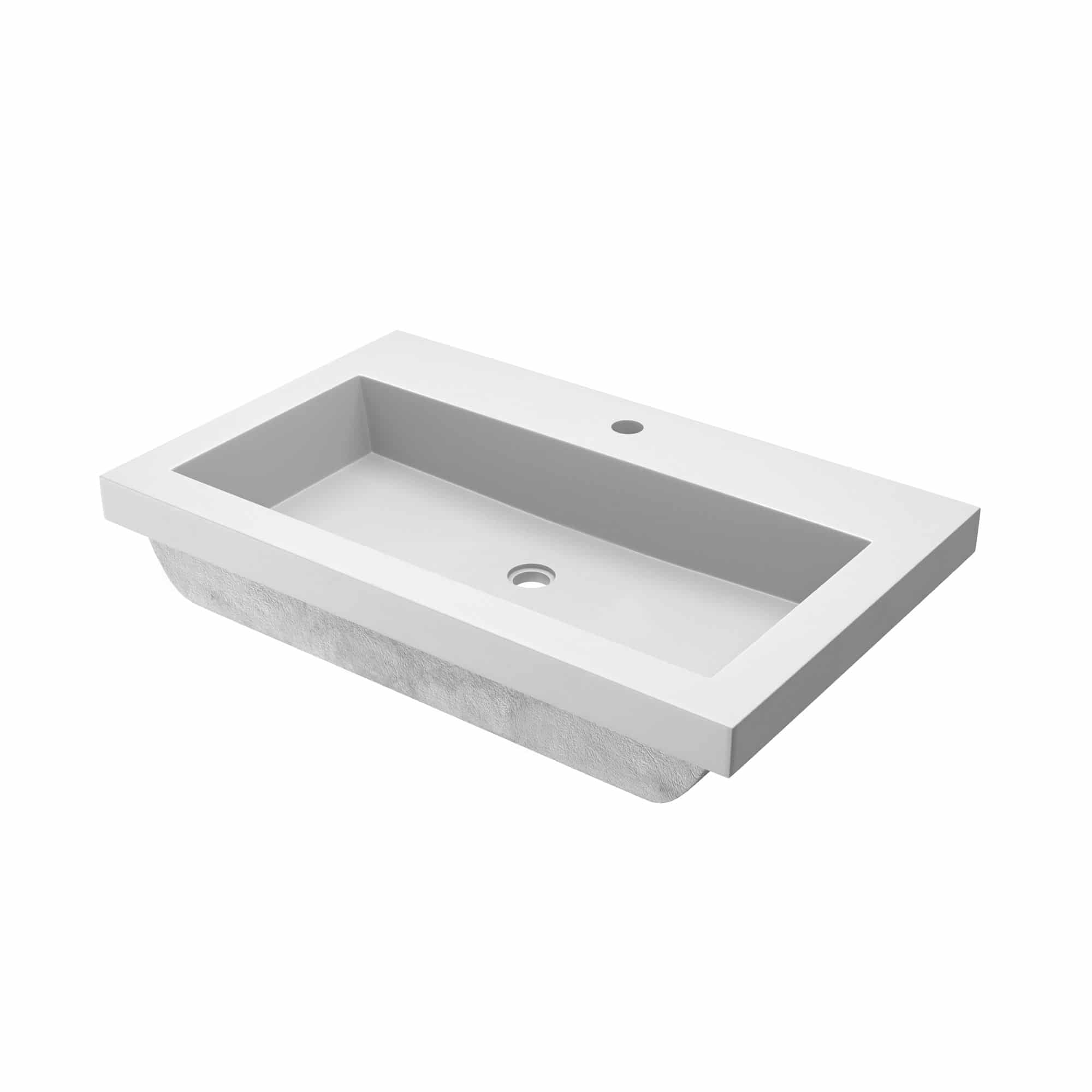 Native Trails Trough 30" Rectangle NativeStone Concrete Bathroom Sink, 1 Faucet Hole, Pearl, NSL3019-P