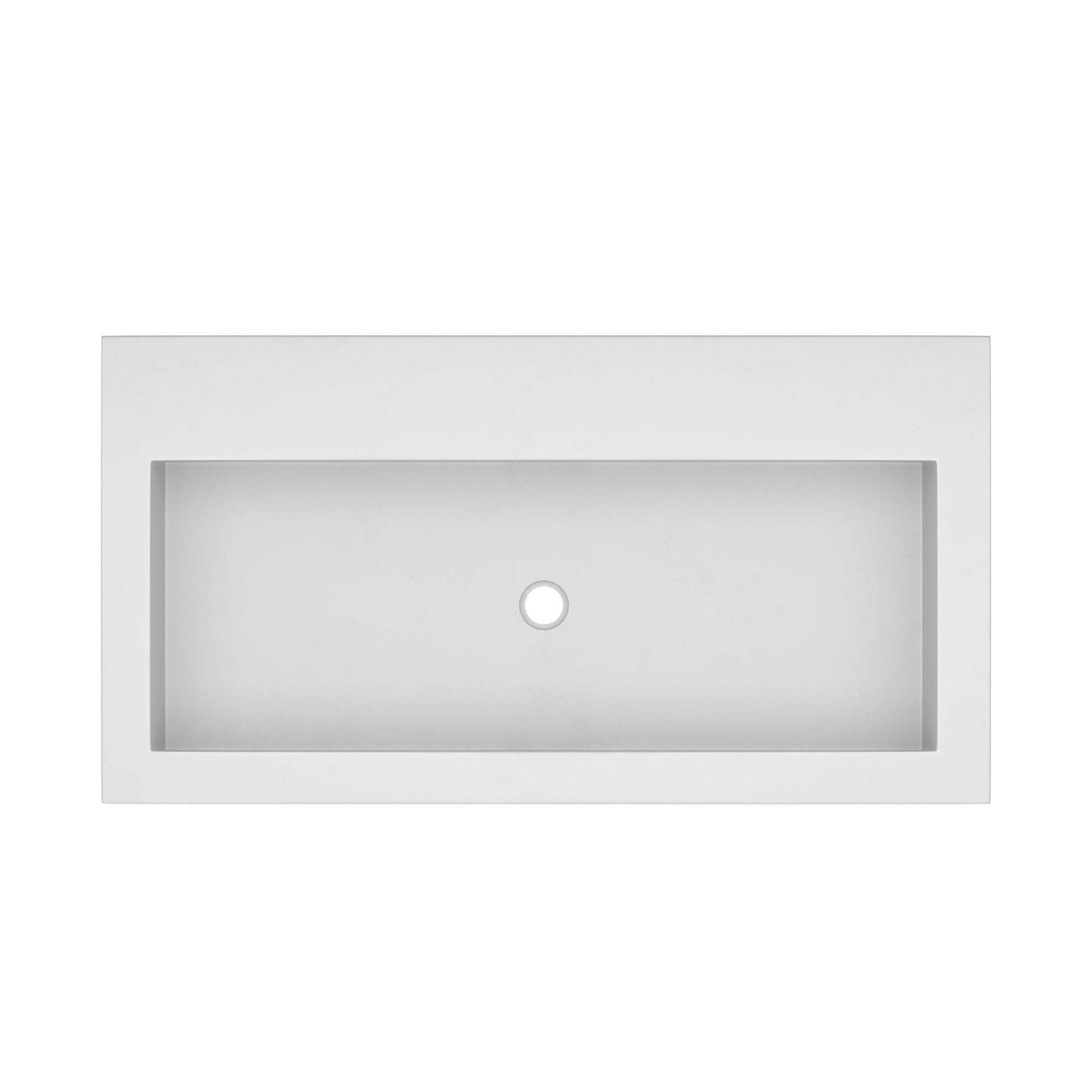 Native Trails Trough 36" Rectangle NativeStone Concrete Bathroom Sink, No Faucet Hole, Pearl, NSL3619-PX