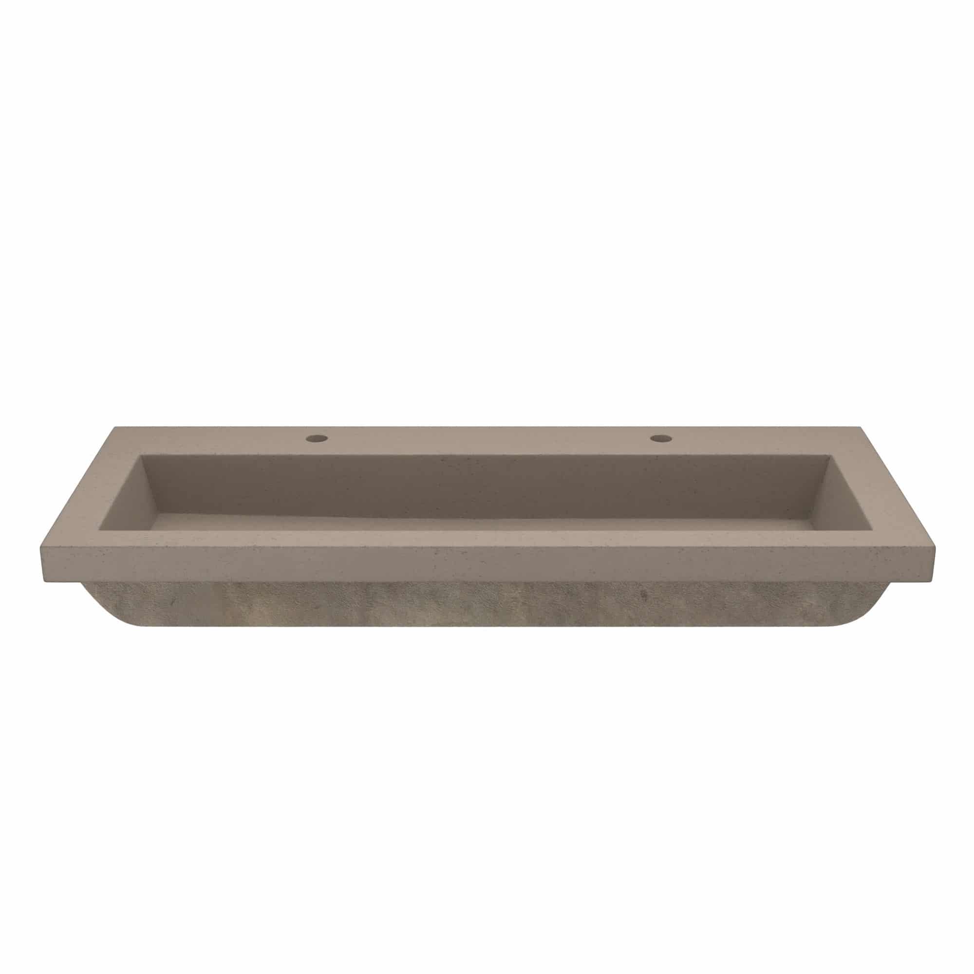 Alternate Image for Native Trails Trough 48" Rectangle NativeStone Concrete Bathroom Sink, 2 Faucet Holes, Earth, NSL4819-E