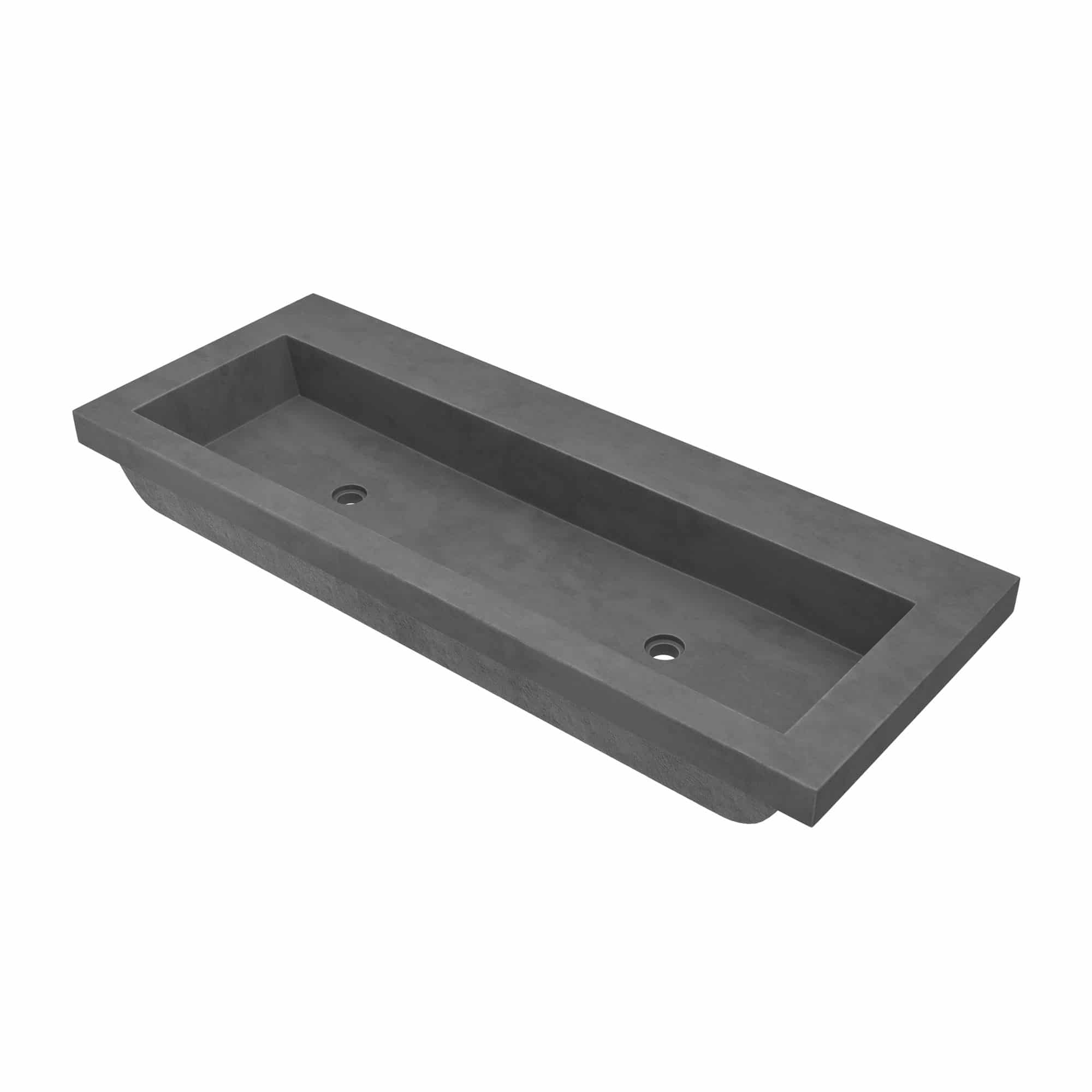 Native Trails Trough 48" Rectangle NativeStone Concrete Bathroom Sink, No Faucet Hole, Slate, NSL4819-SX
