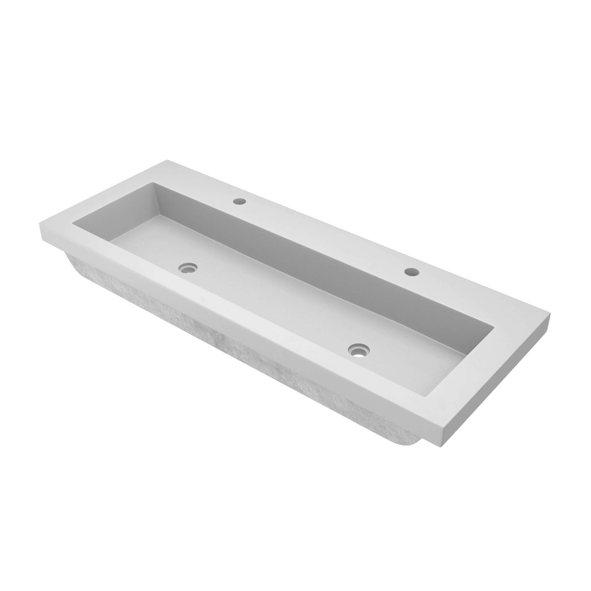 Alternate Image for Native Trails Trough 48" Rectangle NativeStone Concrete Bathroom Sink, 2 Faucet Holes, Pearl, NSL4819-P