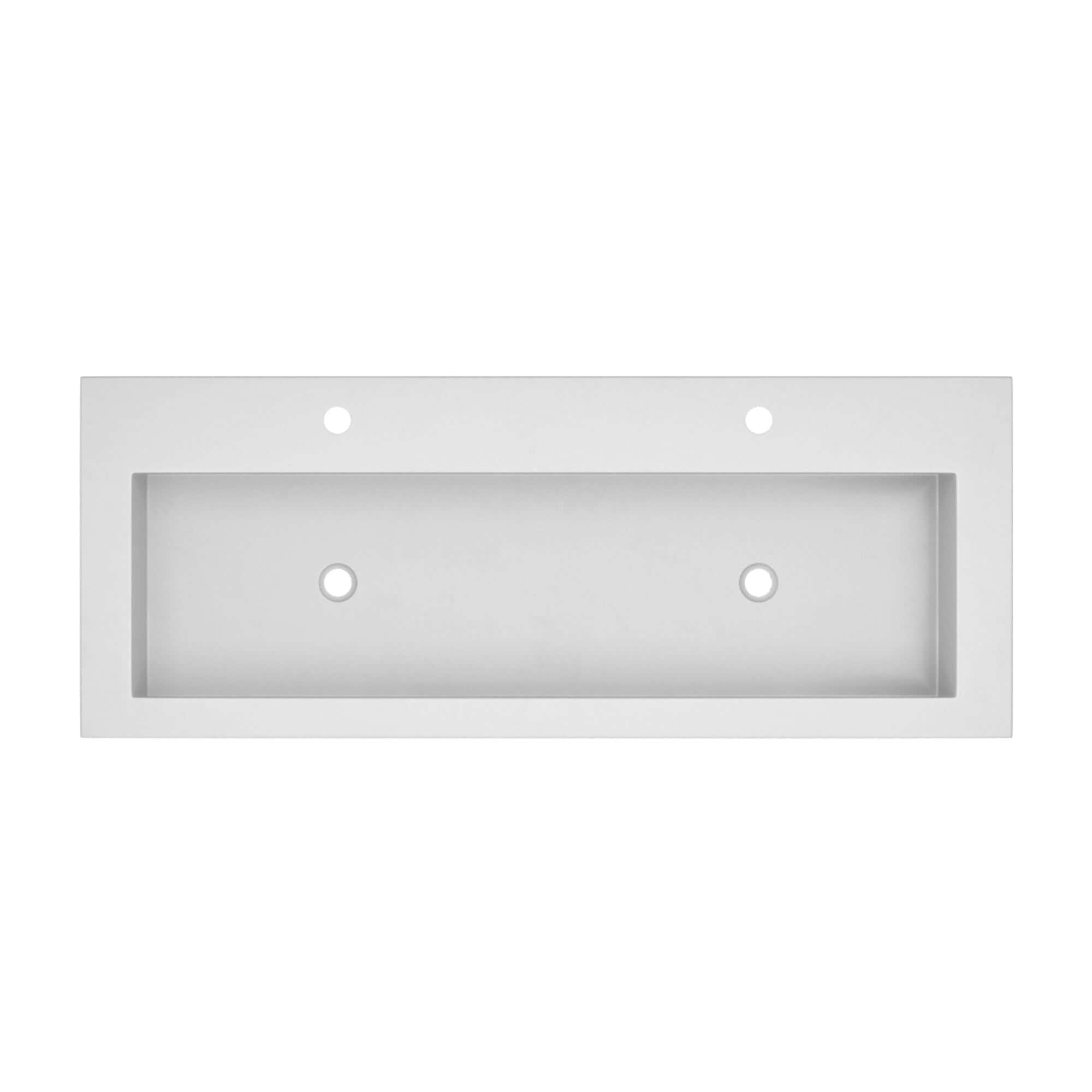 Alternate Image for Native Trails Trough 48" Rectangle NativeStone Concrete Bathroom Sink, 2 Faucet Holes, Pearl, NSL4819-P