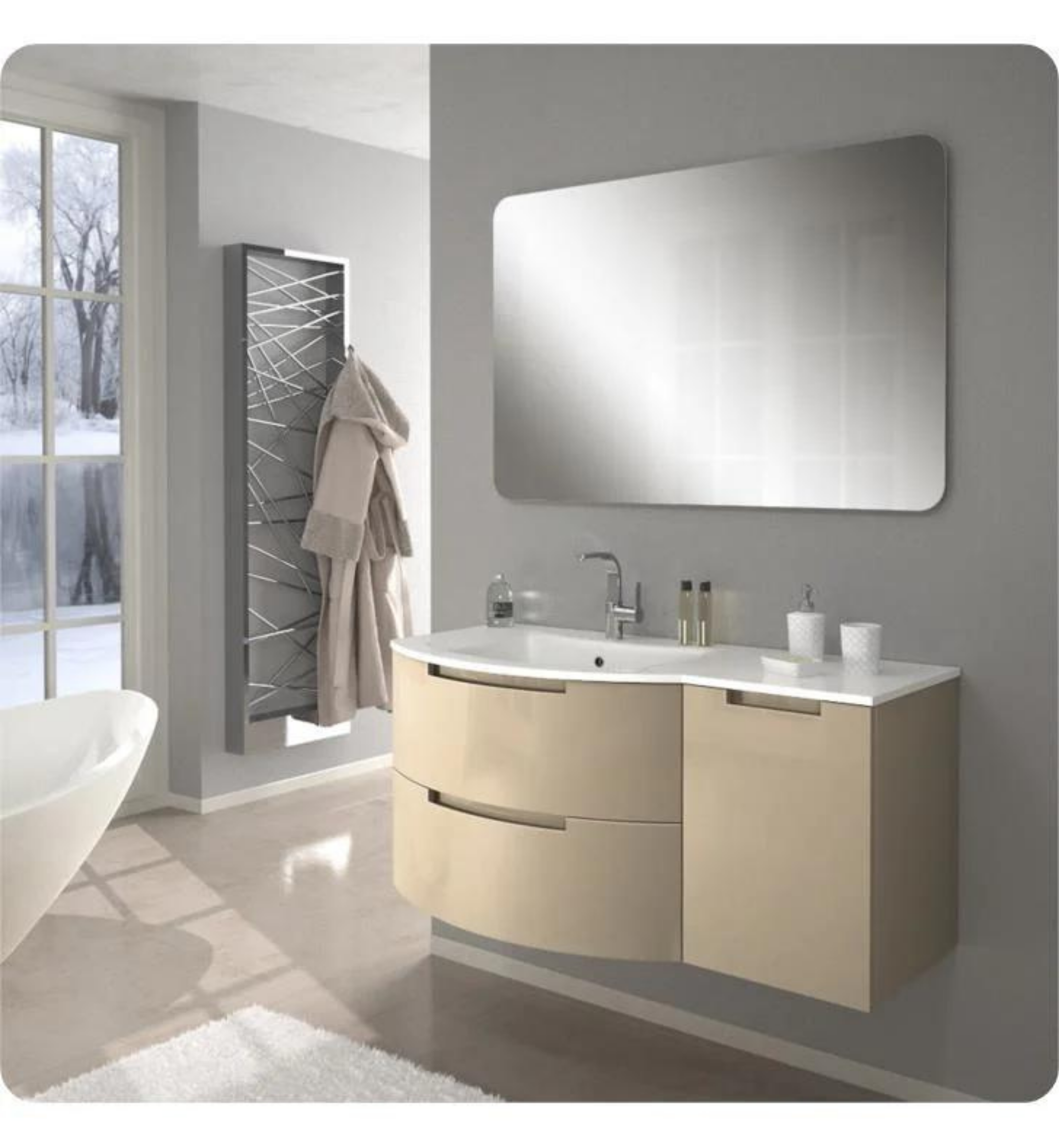 Alternate Image for Latoscana 43" Modern Bathroom Vanity, Right Side Cabinet, Oasi Series, Sand, OA43OPT2S