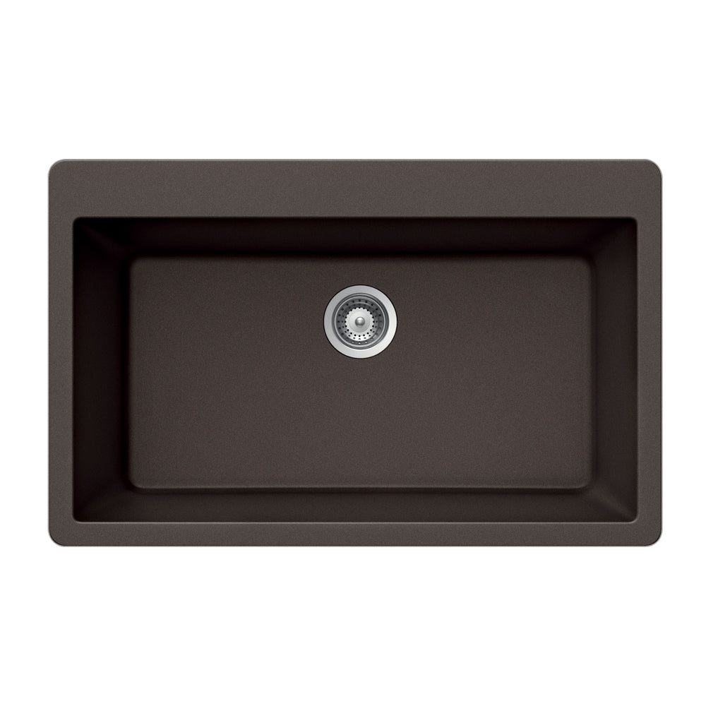 Alternate Image for Houzer 33" Granite Topmount Single Bowl Kitchen Sink, Brown, V-100 MOCHA