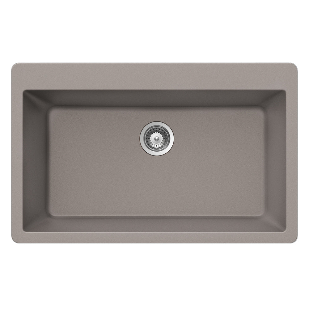 Houzer Quartztone 22" Drop In/Topmount Granite Kitchen Sink, Taupe, V-100 TAUPE