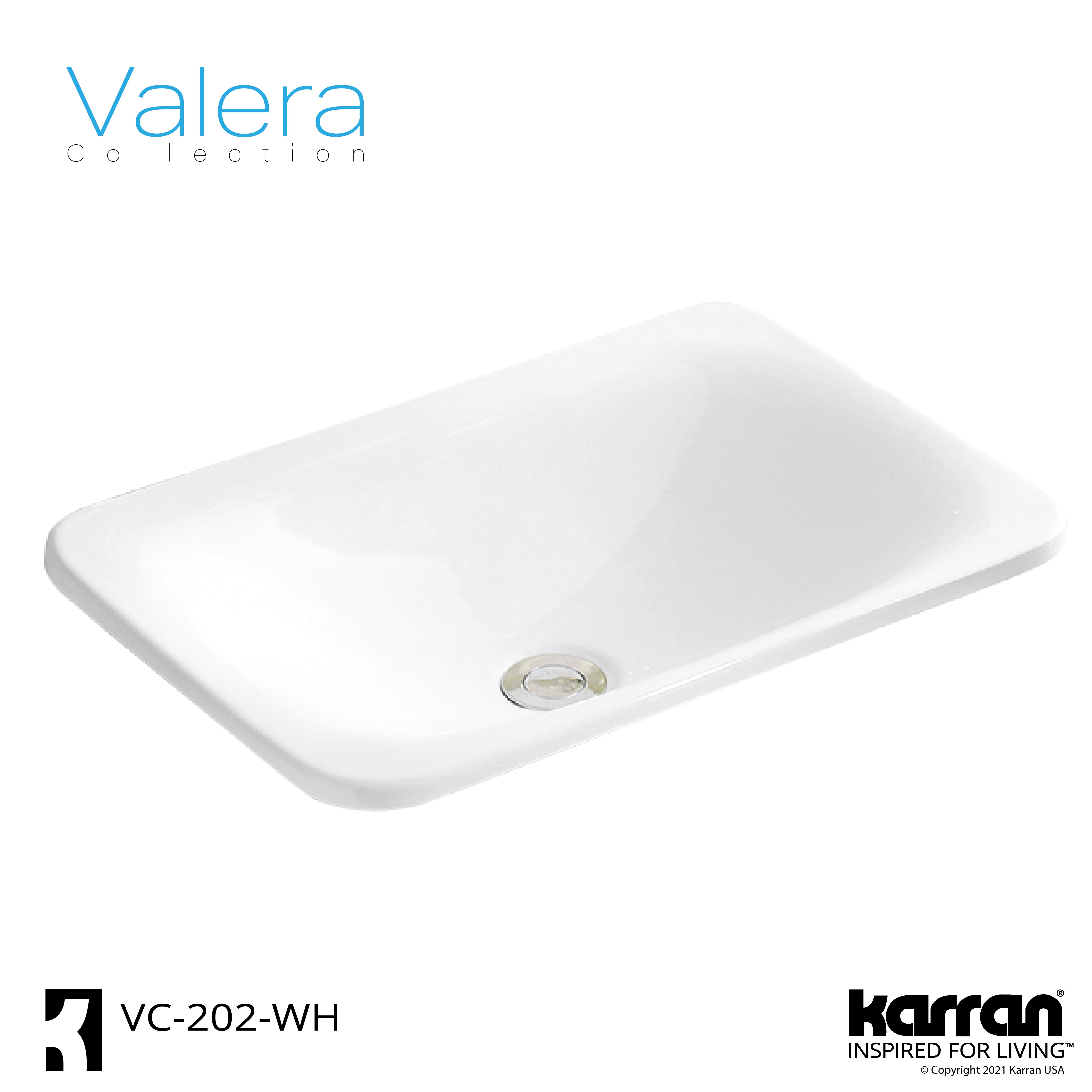 Alternate Image for Karran Valera 21.125" x 14.5" x 4" Rectangular Vessel Vitreous China ADA Bathroom Sink, White, VC-202-WH