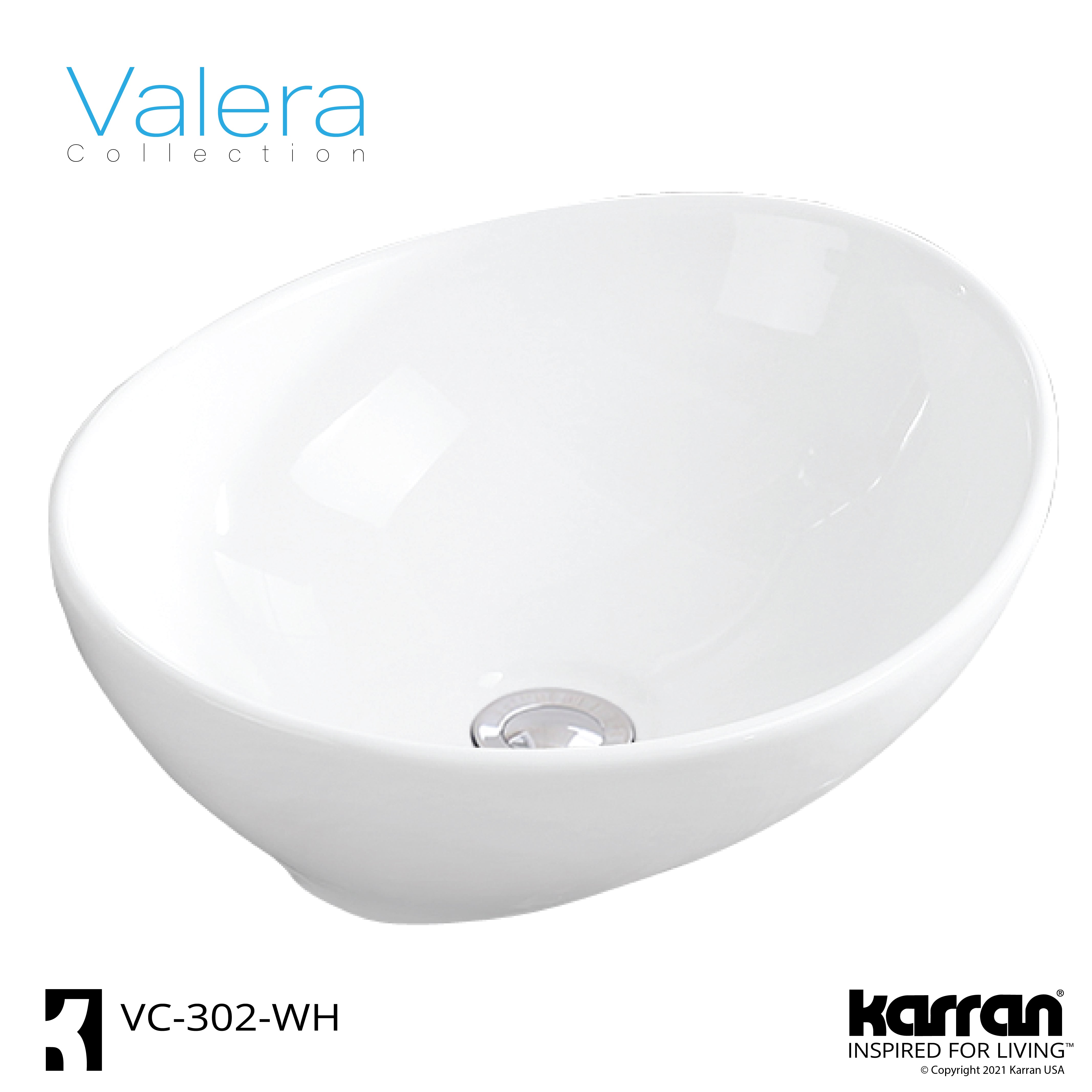 Alternate Image for Karran Valera 15.5" x 13.25" x 4.5" Oval Vessel Vitreous China ADA Bathroom Sink, White, VC-302-WH