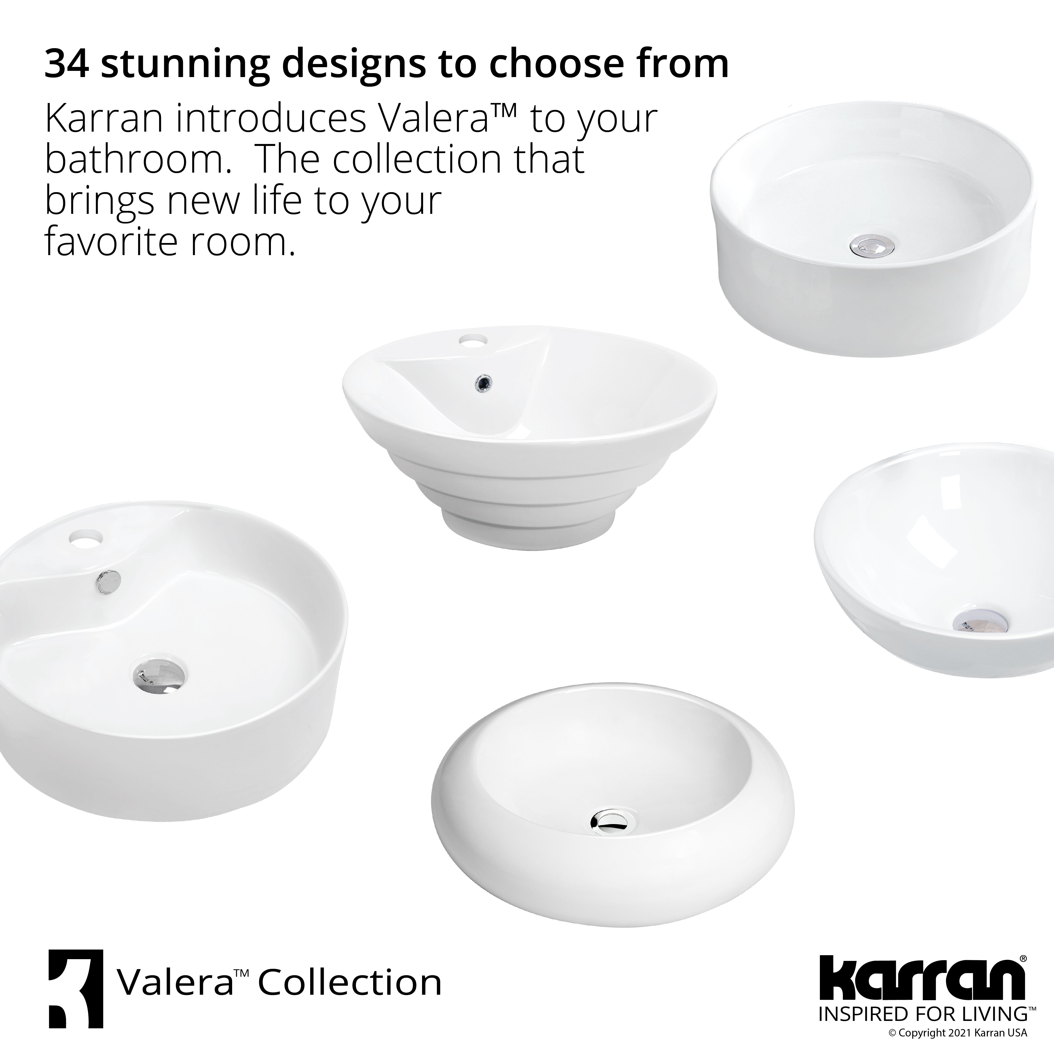 Alternate Image for Karran Valera 15.5" x 13.25" x 4.5" Oval Vessel Vitreous China ADA Bathroom Sink, White, VC-302-WH