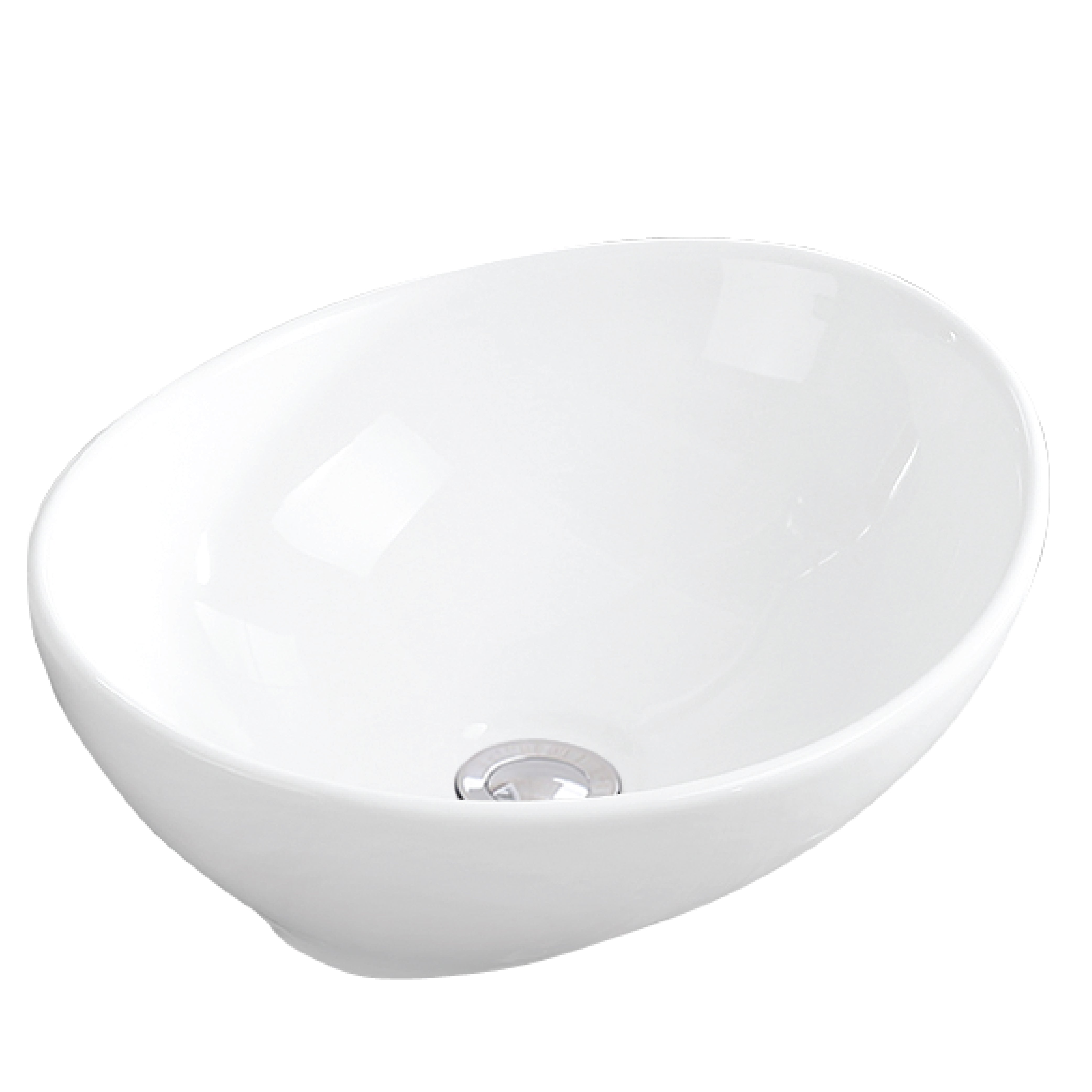 Karran Valera 15.5" x 13.25" x 4.5" Oval Vessel Vitreous China ADA Bathroom Sink, White, VC-302-WH