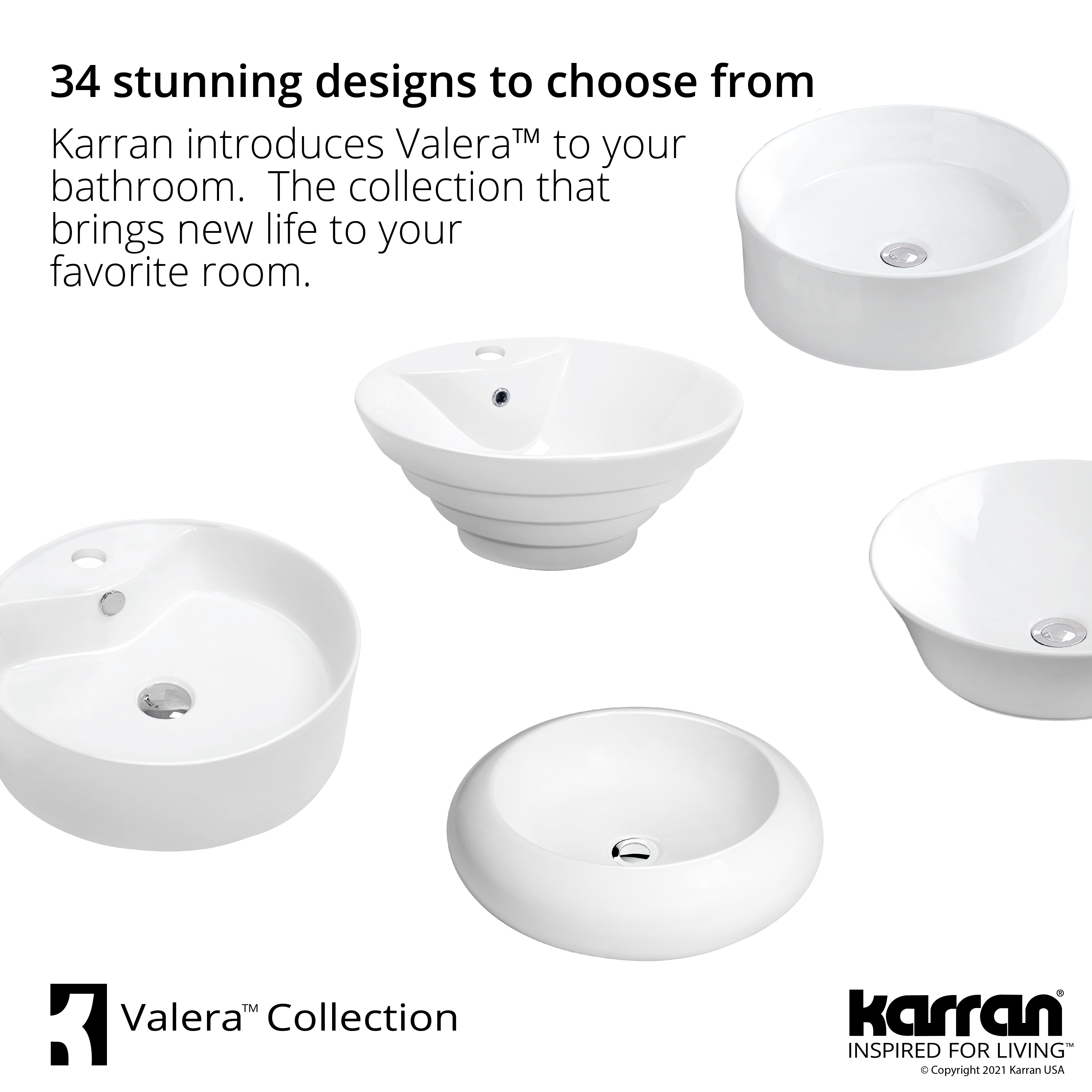 Alternate Image for Karran Valera 16.625" x 16.625" x 5" Round Vessel Vitreous China ADA Bathroom Sink, White, VC-410-WH