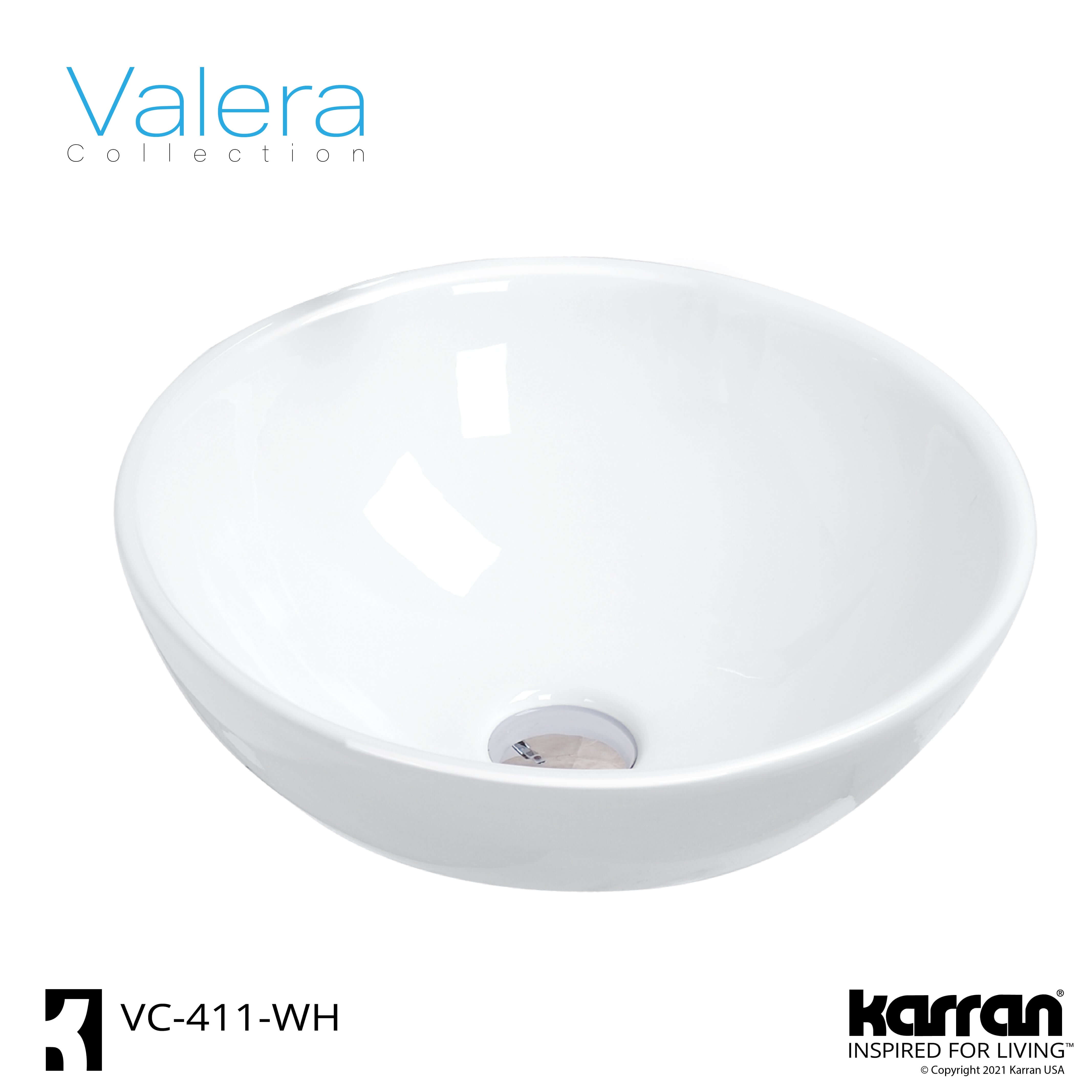 Alternate Image for Karran Valera 15.5" x 15.5" x 5" Round Vessel Vitreous China ADA Bathroom Sink, White, VC-411-WH
