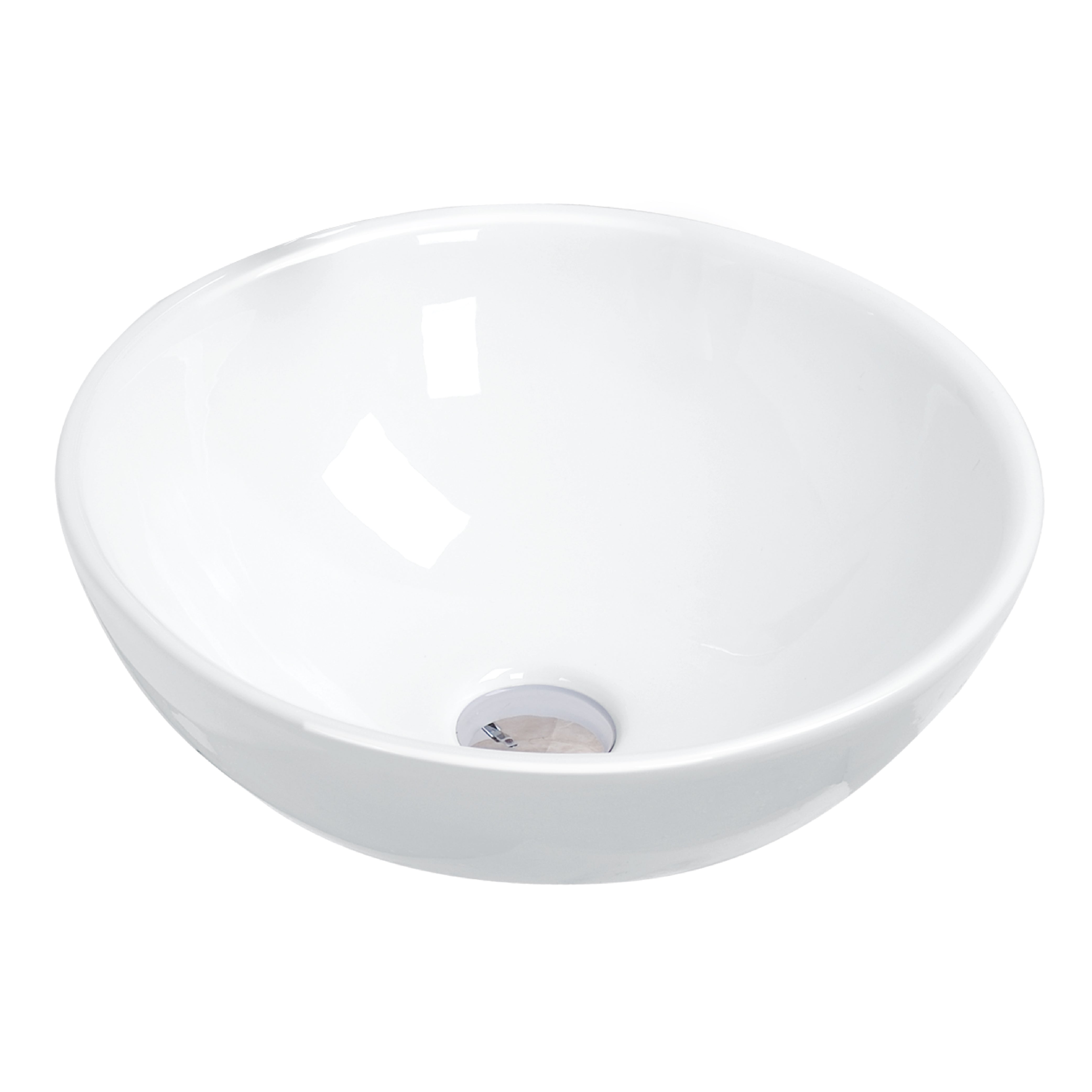 Karran Valera 15.5" x 15.5" x 5" Round Vessel Vitreous China ADA Bathroom Sink, White, VC-411-WH
