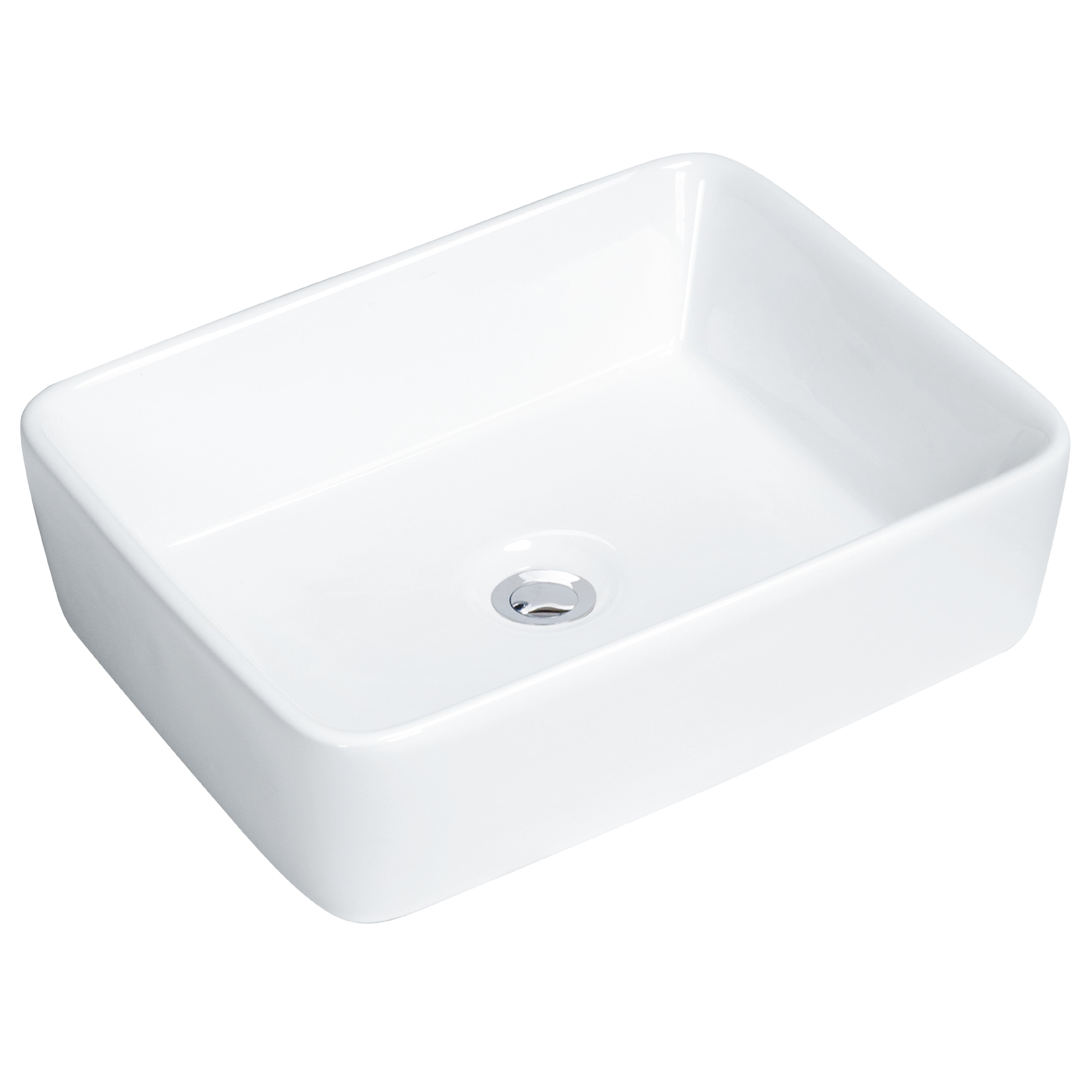 Karran Valera 18.75" x 14.5" x 4.25" Rectangular Vessel Vitreous China ADA Bathroom Sink, White, VC-501-WH