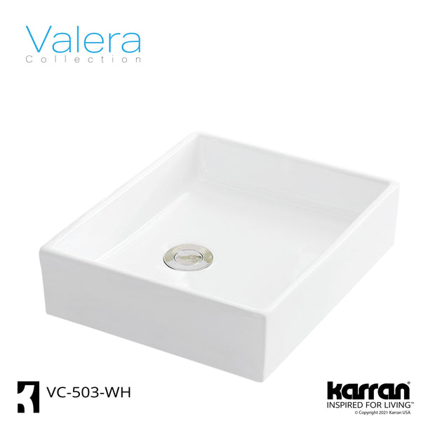 Karran Valera 16&quot; Rectangular Vessel Vitreous China ADA Bathroom 