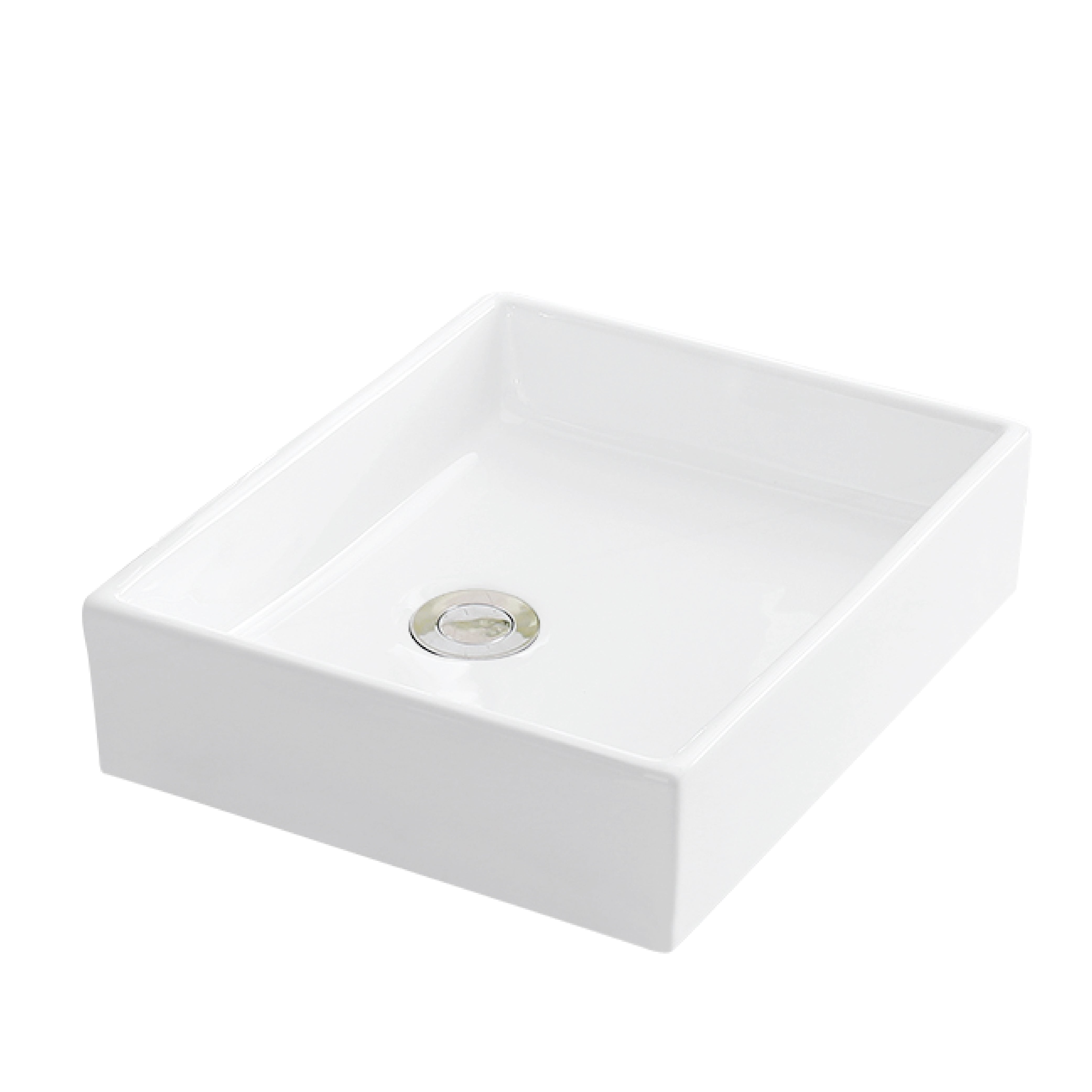 Karran Valera 15.5" x 13" x 3.25" Rectangular Vessel Vitreous China ADA Bathroom Sink, White, VC-503-WH