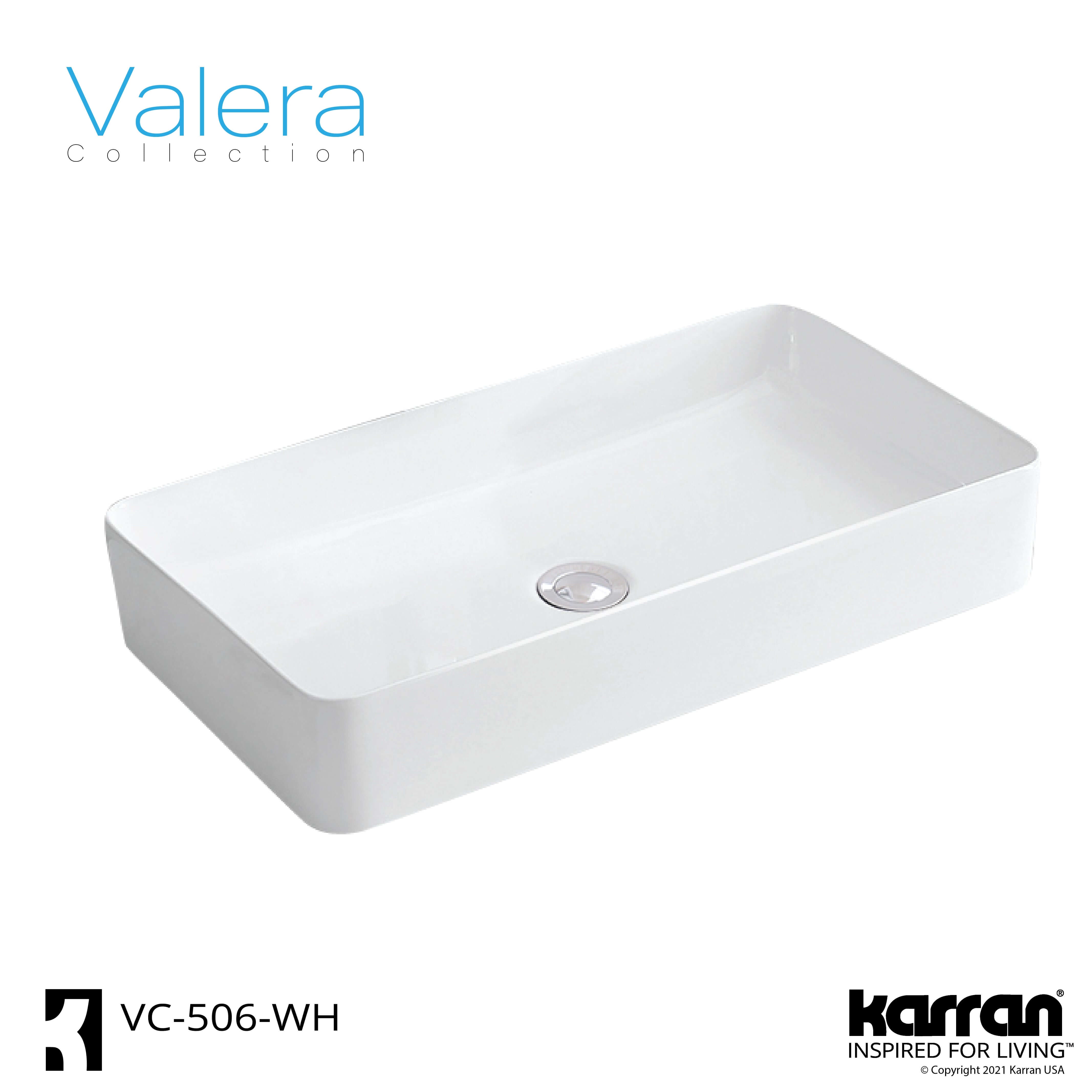 Alternate Image for Karran Valera 24.25" x 14" x 3.5" Rectangular Vessel Vitreous China ADA Bathroom Sink, White, VC-506-WH