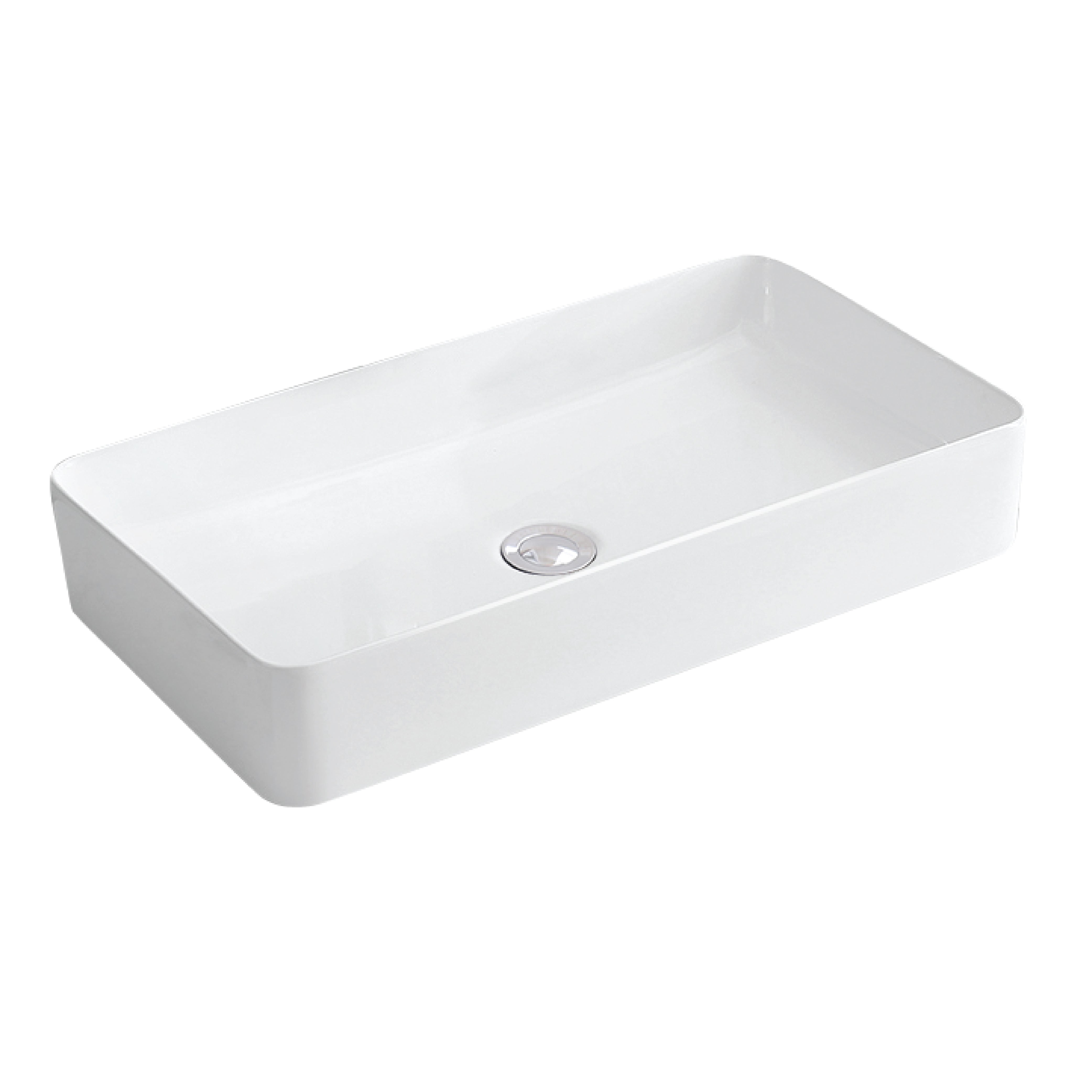 Karran Valera 24.25" x 14" x 3.5" Rectangular Vessel Vitreous China ADA Bathroom Sink, White, VC-506-WH