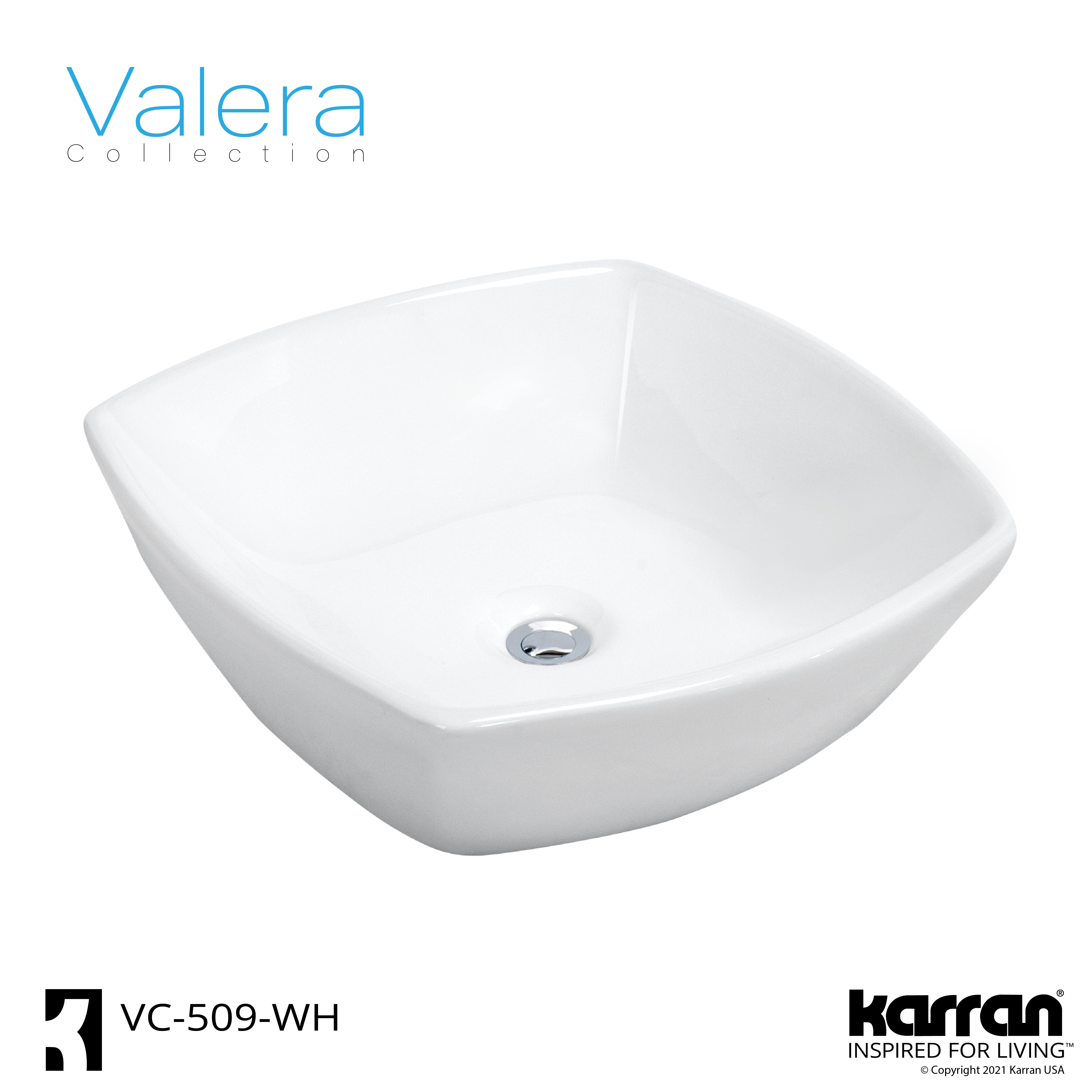 Alternate Image for Karran Valera 16.75" x 16.5" x 4" Square Vessel Vitreous China ADA Bathroom Sink, White, VC-509-WH