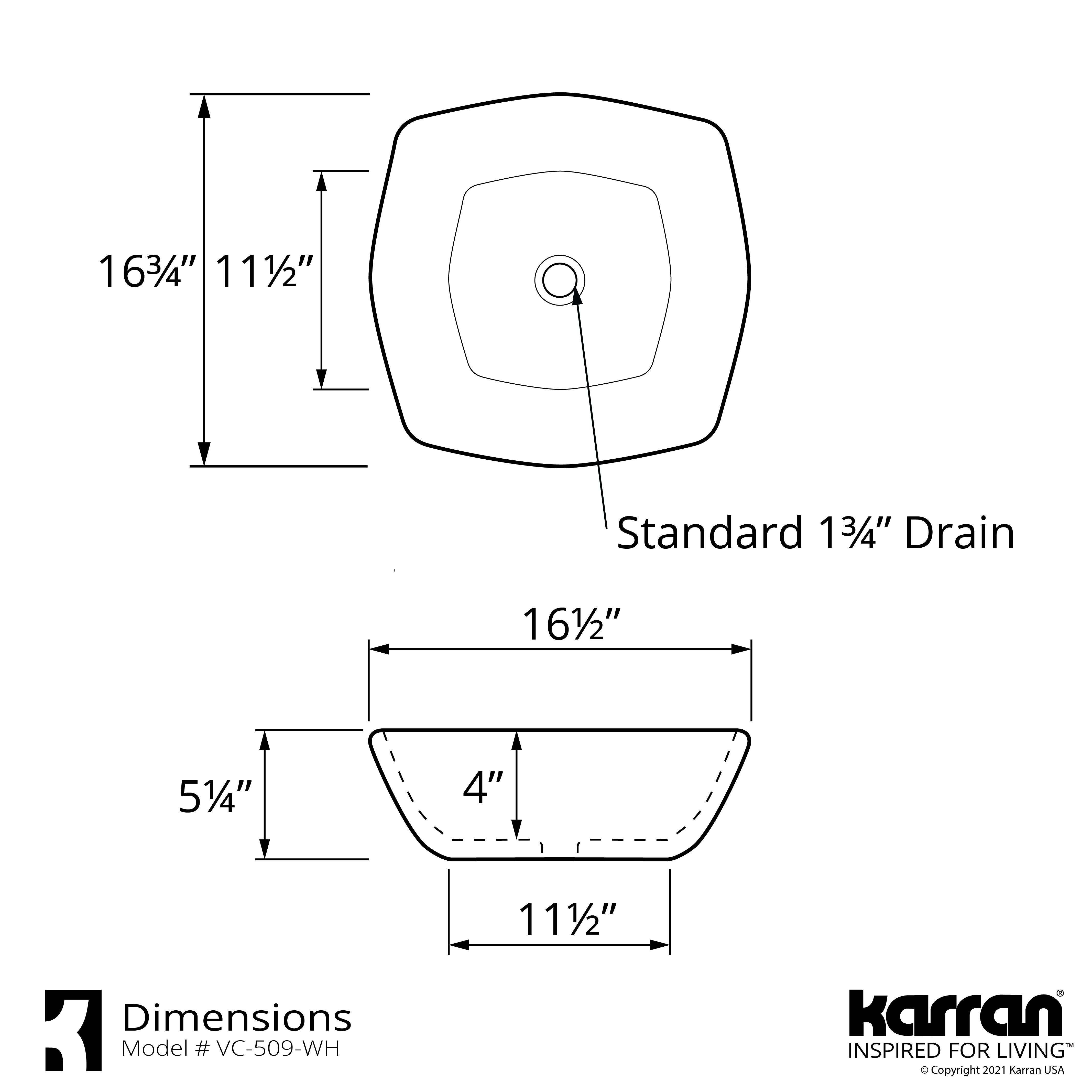 Alternate Image for Karran Valera 16.75" x 16.5" x 4" Square Vessel Vitreous China ADA Bathroom Sink, White, VC-509-WH